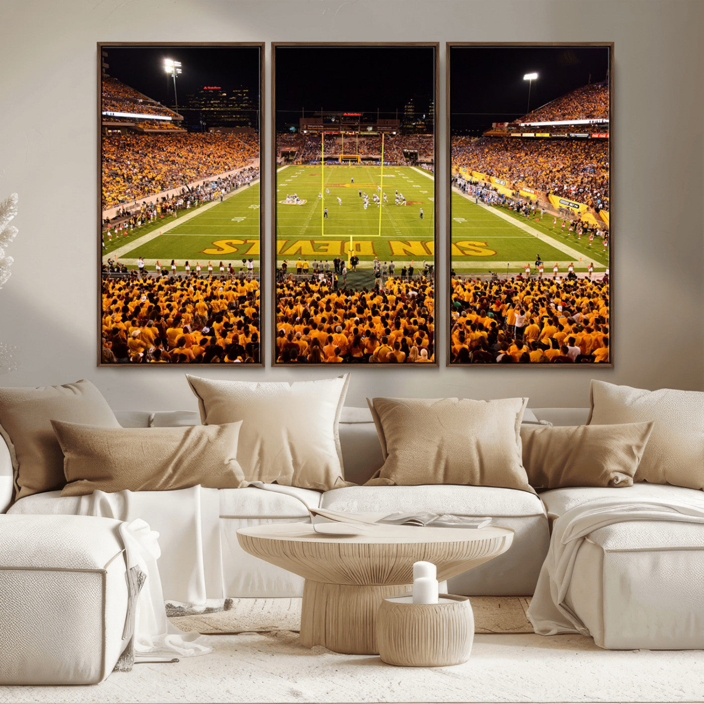 MGV-FC-48X32-3P - ASU Sun Devils Football Team Print - Phoenix Mountain America Stadium Wall Art Canvas Print