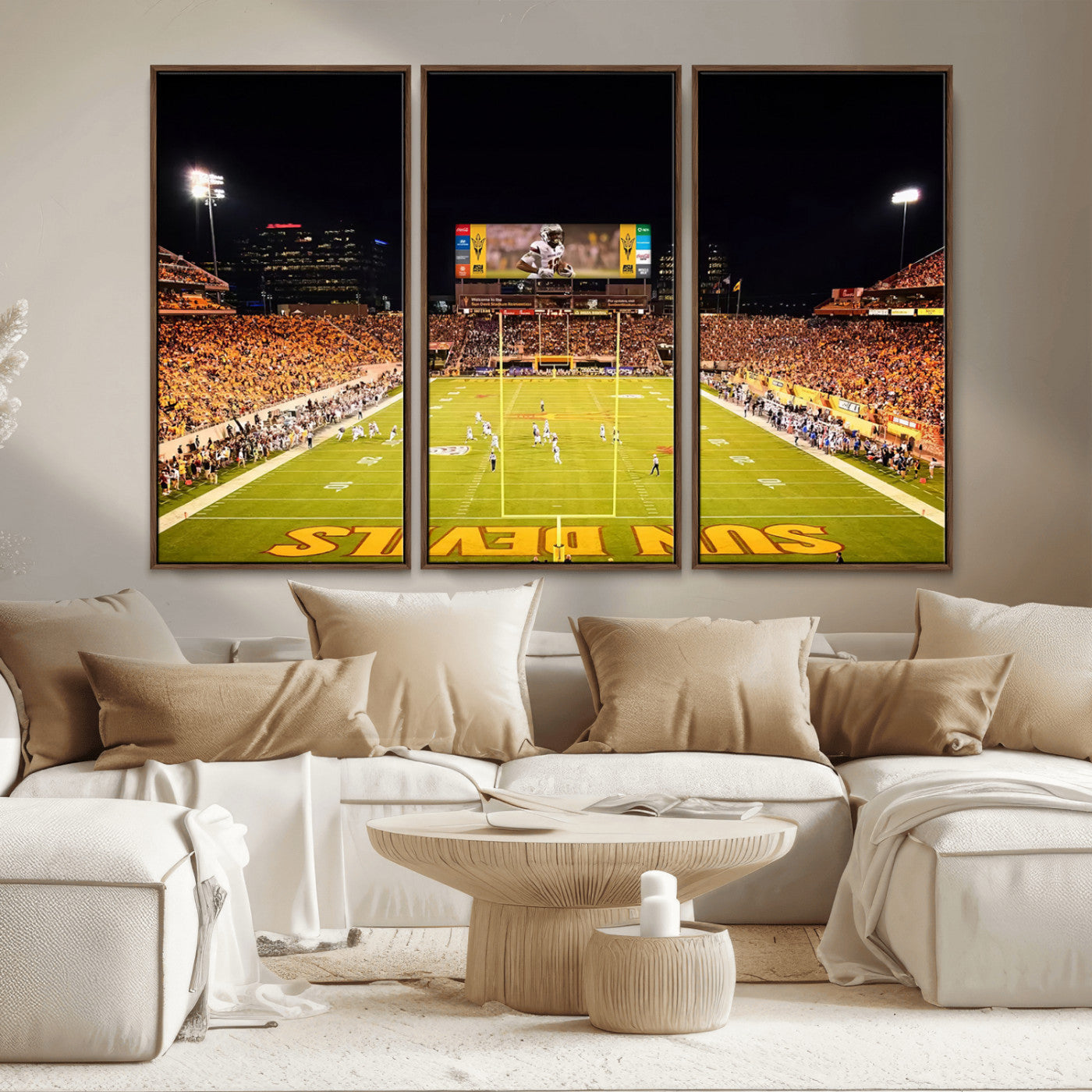 MGV-FC-48X32-3P - ASU Sun Devils Football Team Print - Phoenix Mountain America Stadium Canvas Print