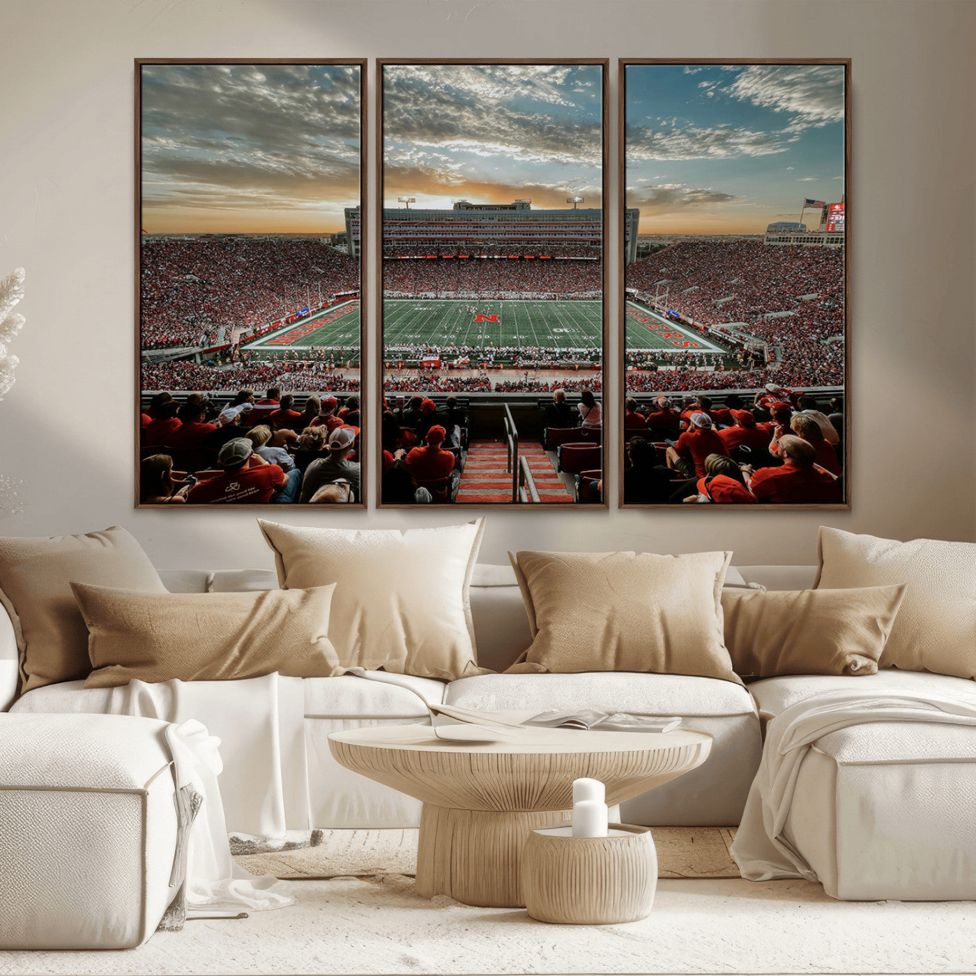 MGV-FC-48X32-3P - University of Nebraska Cornhuskers Football Team Print - Lincoln Memorial Stadium Art Canvas Print