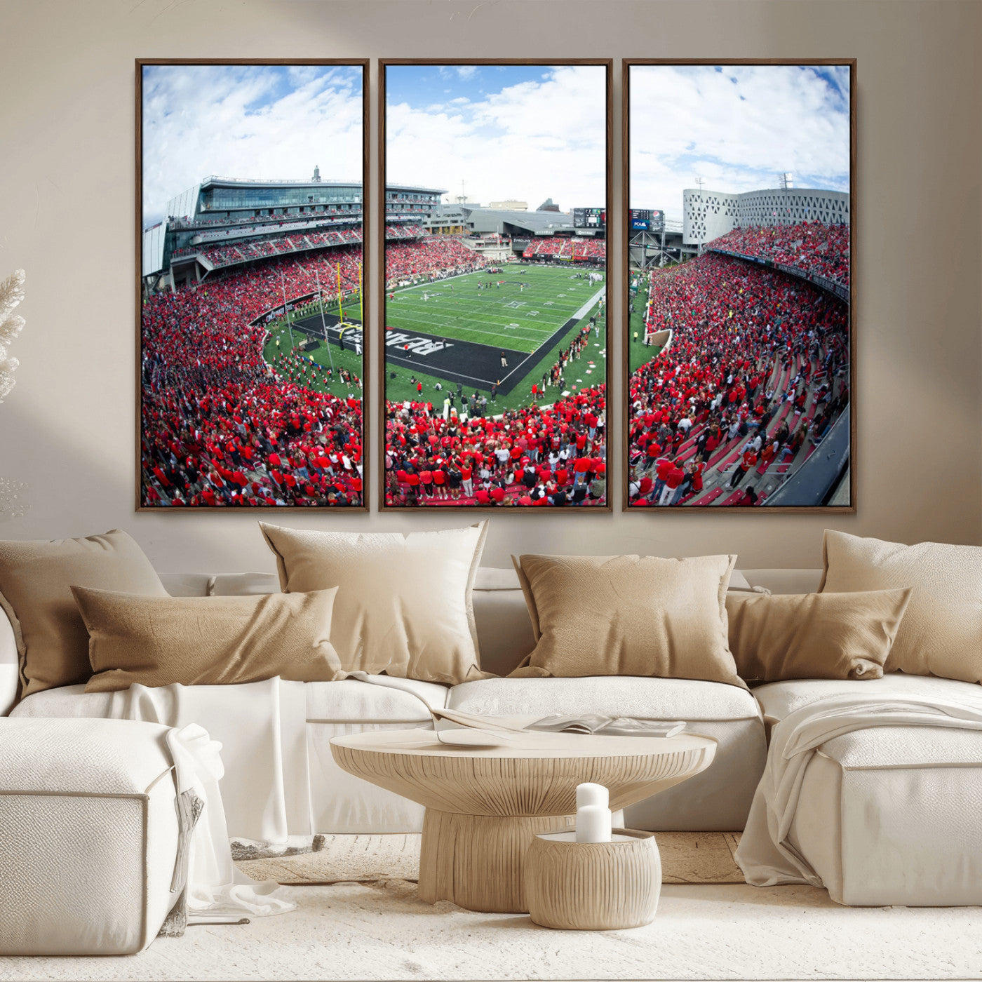 MGV-FC-48X32-3P - Cincinnati Bearcats Football Team Print - Nippert Stadium Wall Art Canvas Print