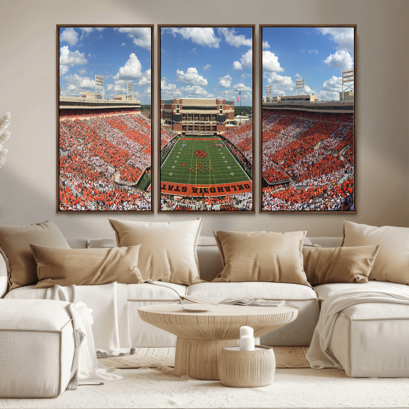 MGV-FC-48X32-3P - Oklahoma State Cowboys Football Team Print - Stillwater Boone Pickens Stadium Wall Art Canvas Print