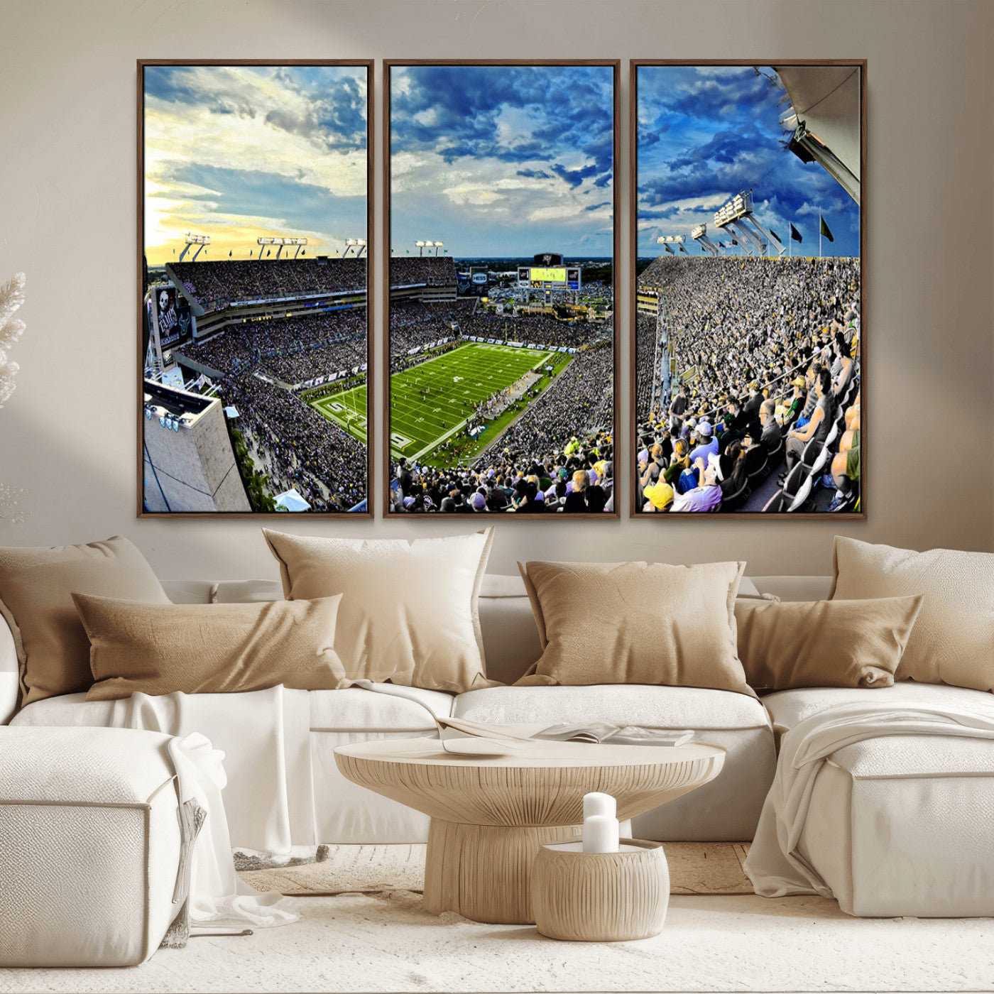 MGV-FC-48X32-3P - Framed USF Bulls Football Team Print - Tampa Raymond James Stadium Wall Art Canvas Print