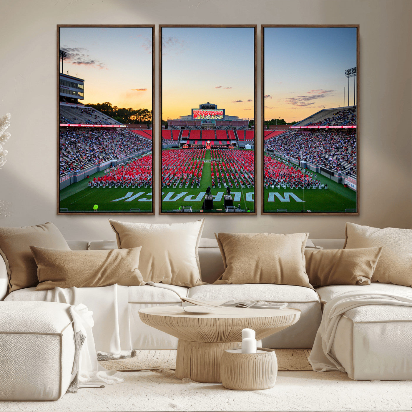 MGV-FC-48X32-3P - NC State Wolfpack Football Team Print Wall Art - Raleigh Carter-Finley Stadium Wall Art Canvas Print