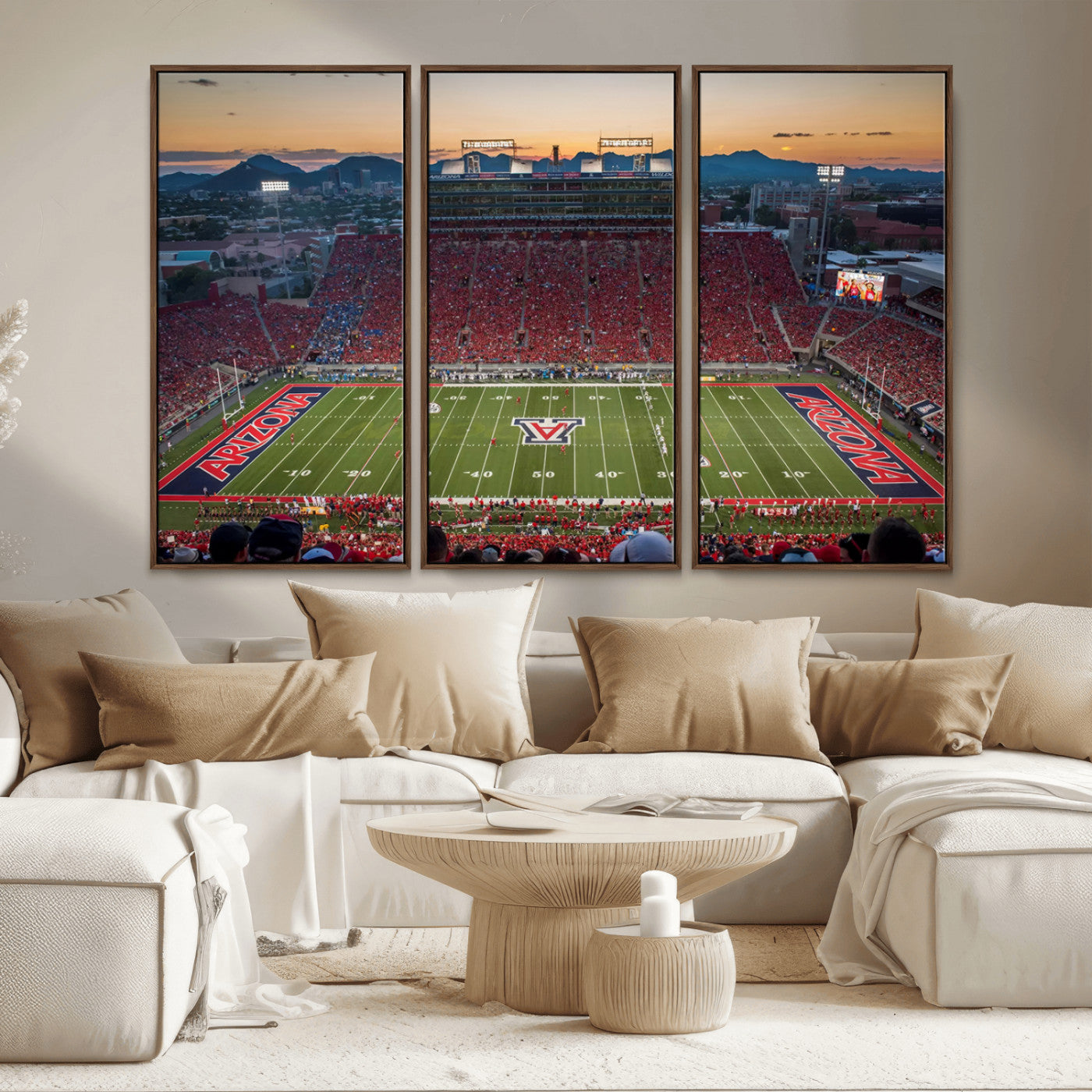 MGV-FC-48X32-3P - Arizona Wildcats Football Team Print - Tucson Arizona Stadium Wall Art Canvas Print