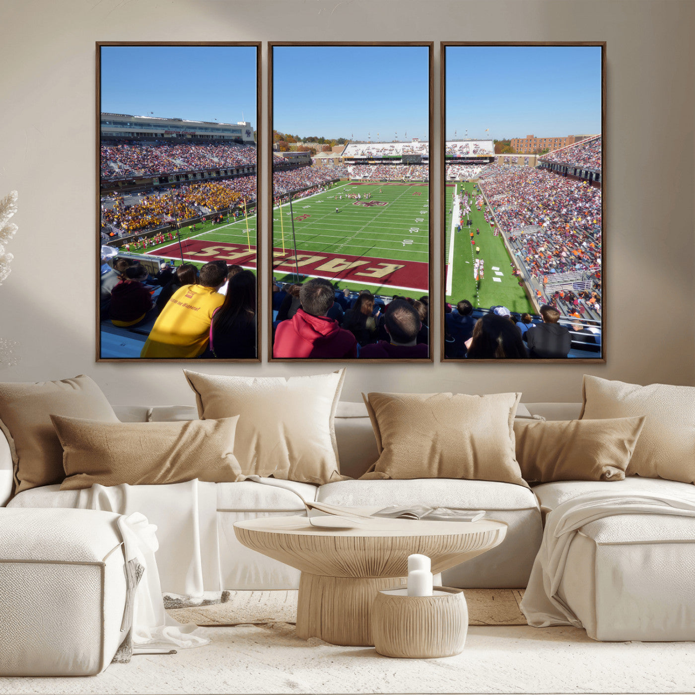 MGV-FC-48X32-3P - Boston College Eagles Football Team Print - Boston Alumni Stadium Wall Art Canvas Print