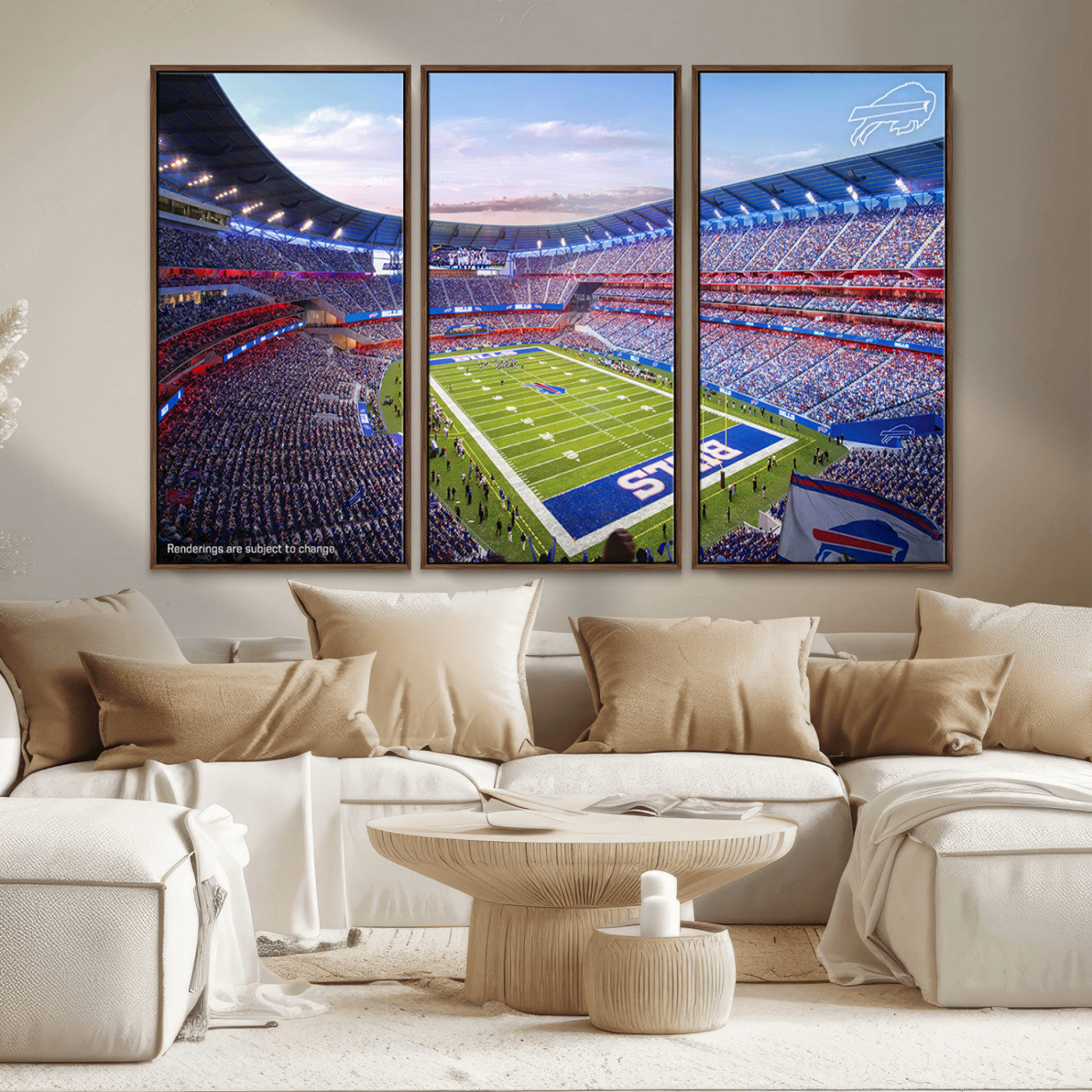 MGV-FC-48X32-3P - Buffalo Bills Football Team Print Canvas - Buffalo Highmark Stadium Wall Art Canvas Print