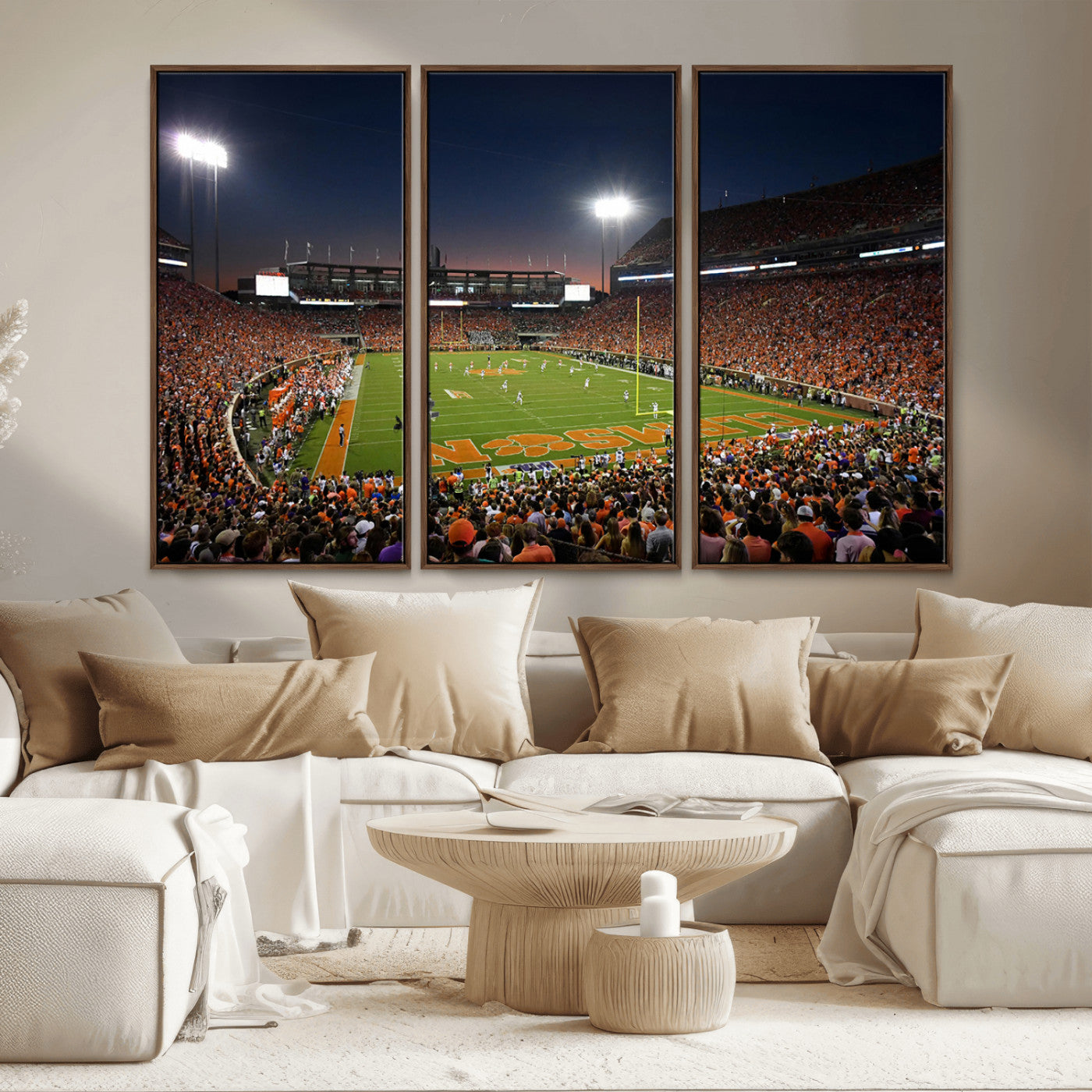 MGV-FC-48X32-3P - Clemson University Tigers Art Print, Football Team Print - Clemson Memorial Stadium Wall Art Canvas