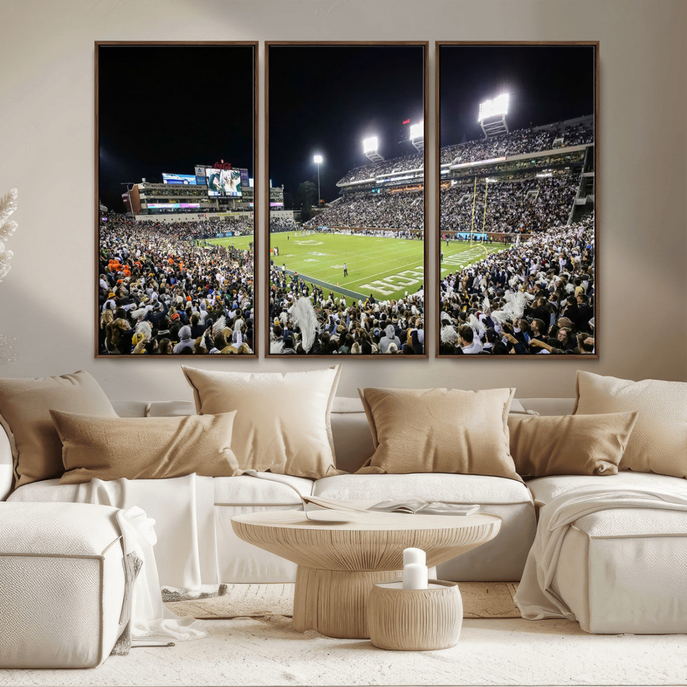 MGV-FC-48X32-3P - Georgia Tech Yellow Jackets Football Team Print - Atlanta Bobby Dodd Stadium Wall Art Canvas Print