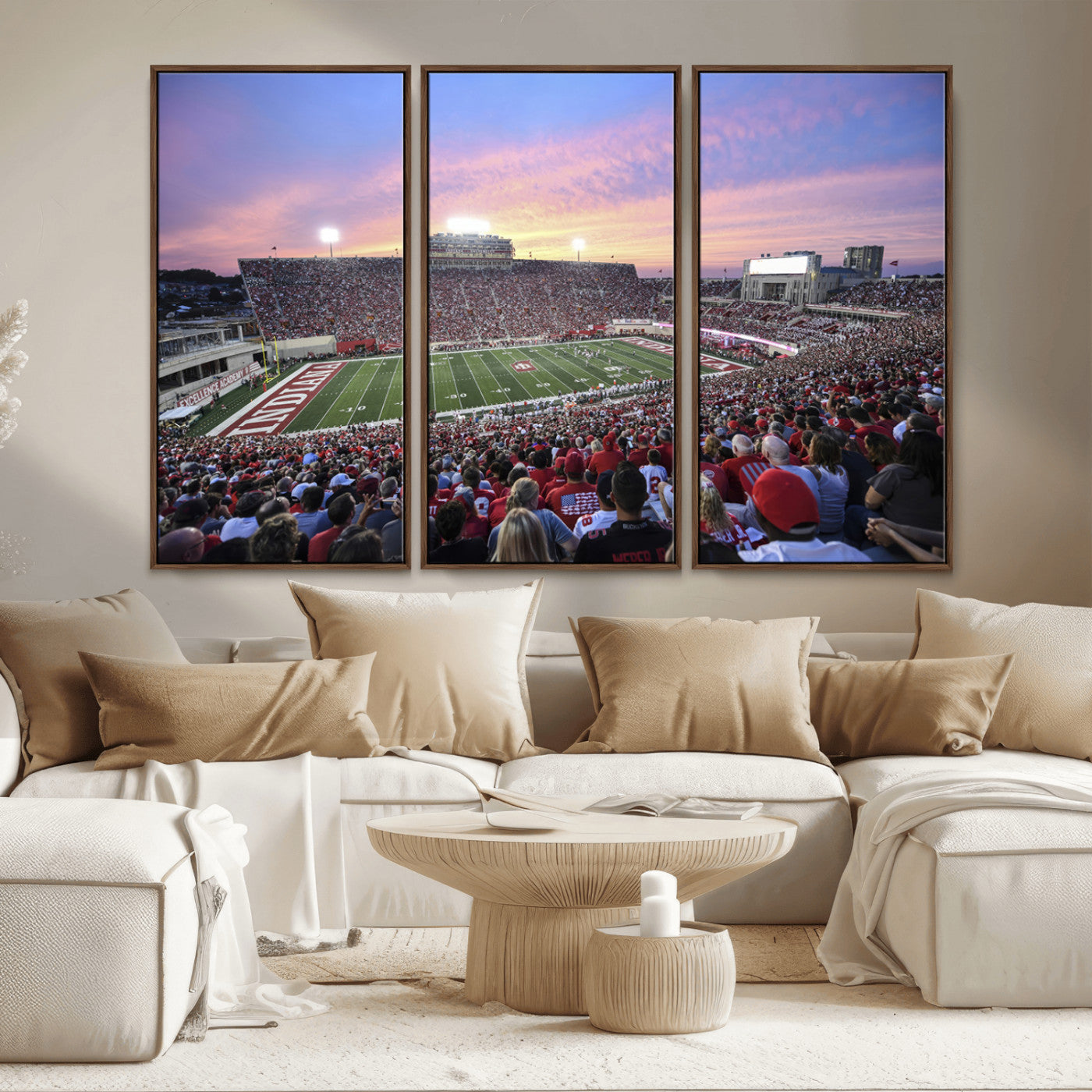 MGV-FC-48X32-3P - Indiana University Hoosiers Football Team Print - Bloomington Memorial Stadium Wall Art Canvas Print