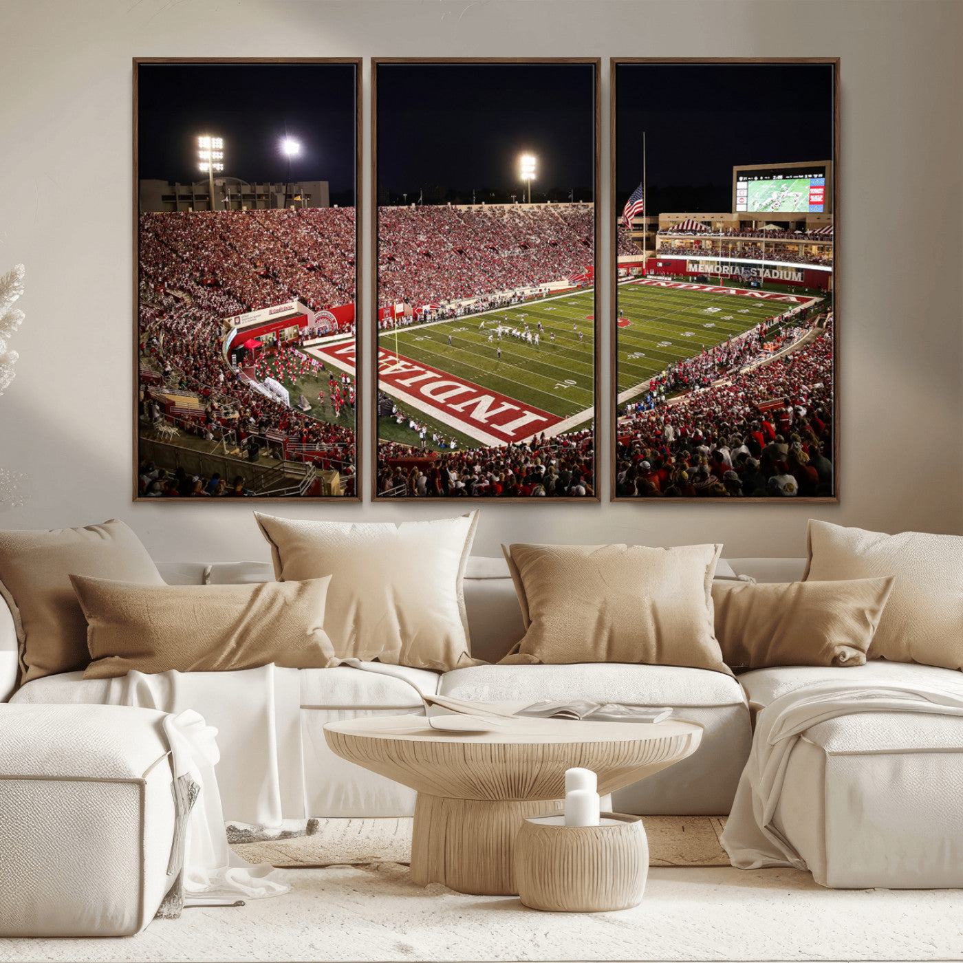 MGV-FC-48X32-3P - Indiana University Hoosiers Football Team Print Canvas - Bloomington Memorial Stadium Wall Art