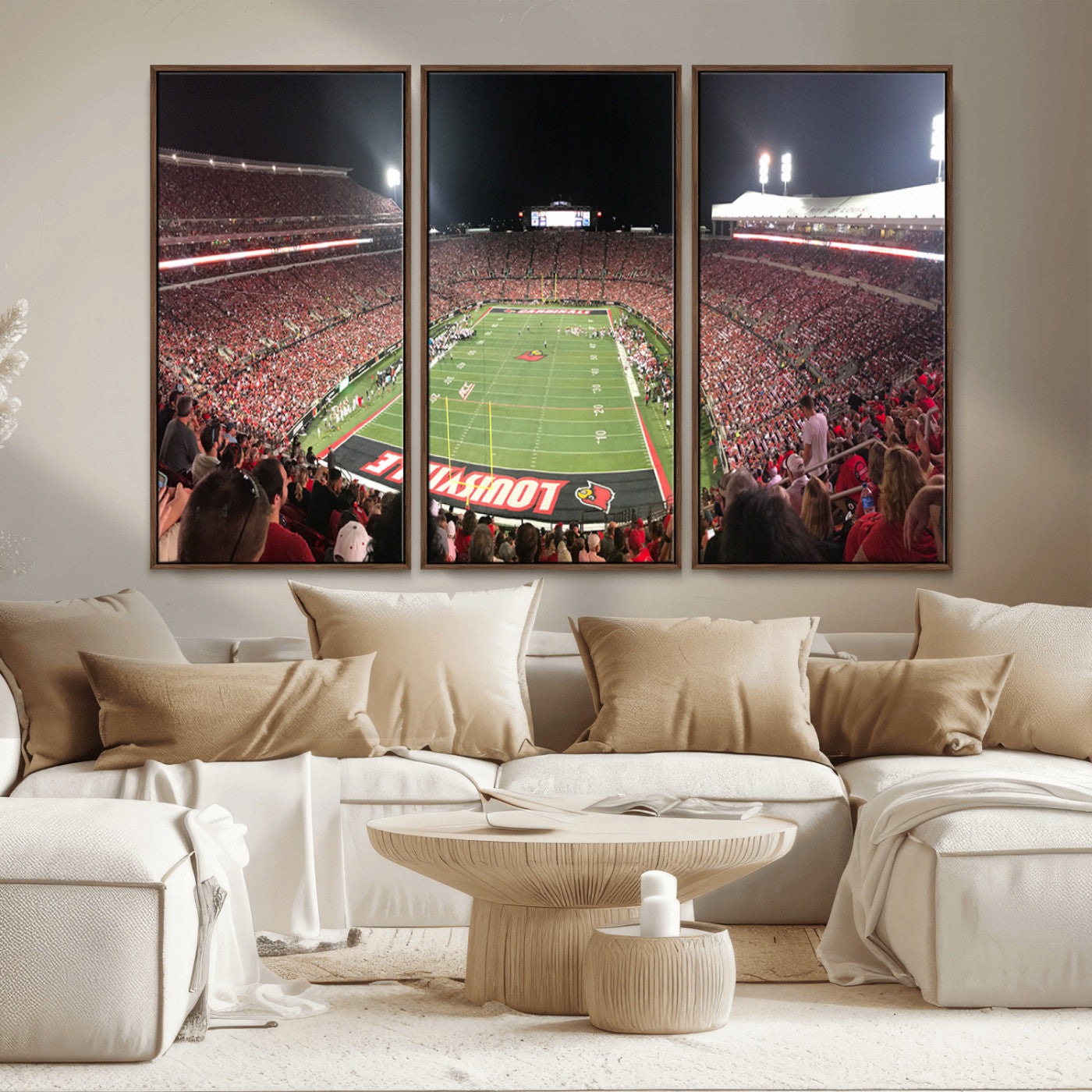 MGV-FC-48X32-3P - University of Louisville Cardinals Football Team Print - Louisville Cardinal Stadium Wall Art Canvas