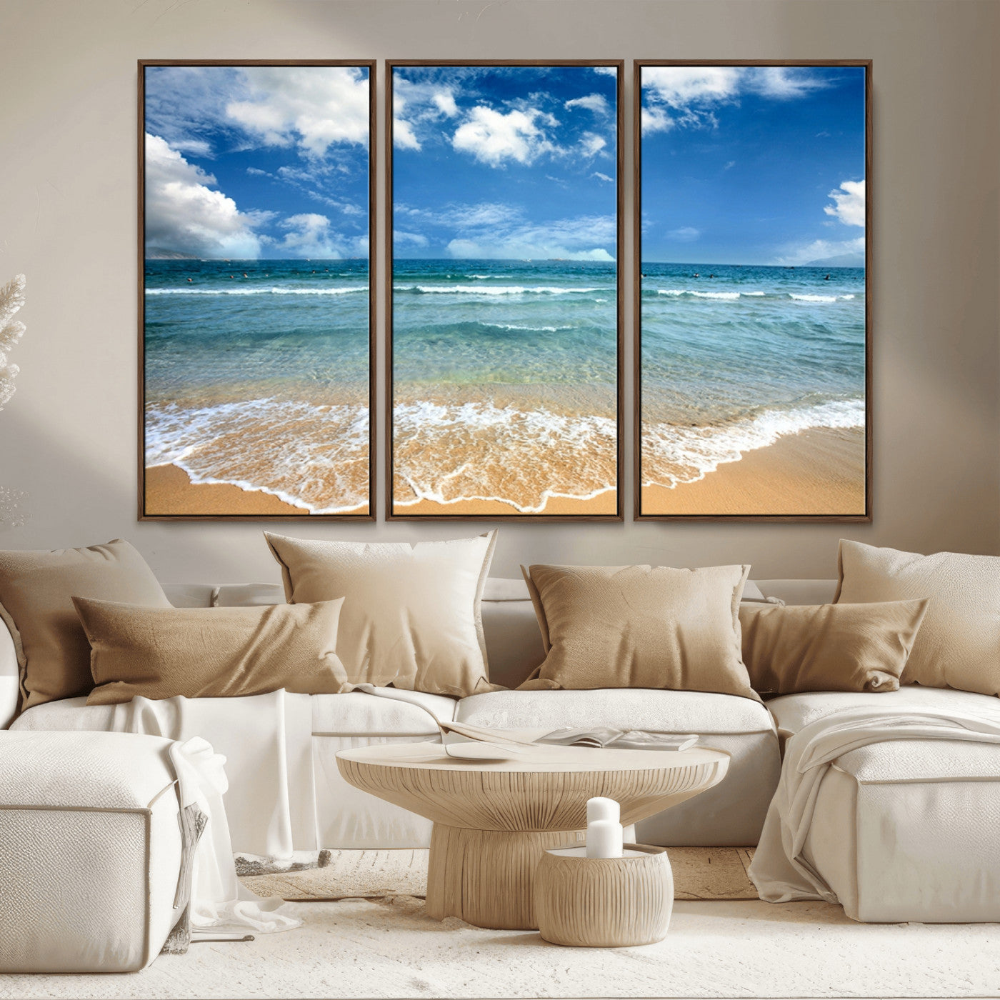 MGV-FC-48X32-3P - Sea View From the Beach Canvas Print
