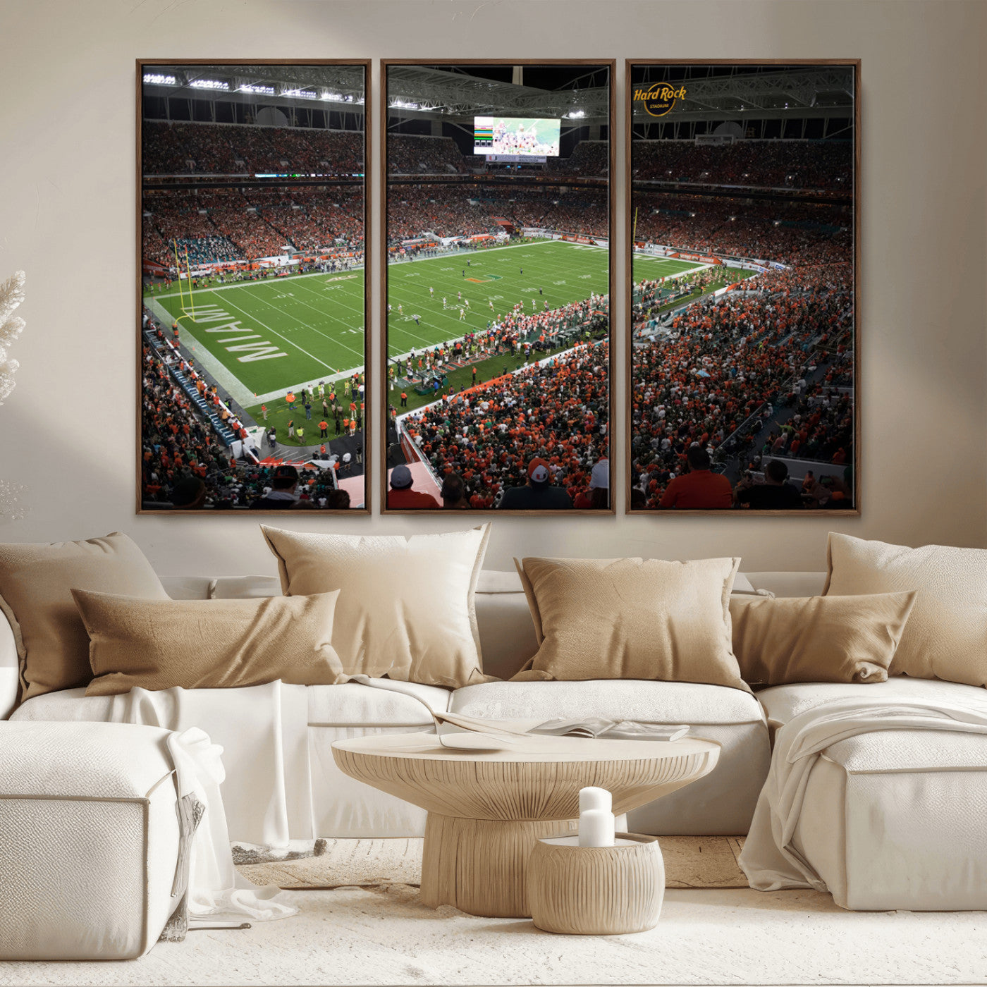 MGV-FC-48X32-3P - Miami Hurricanes Football Team Print Canvas- Miami Hard Rock Stadium Wall Art Canvas Print