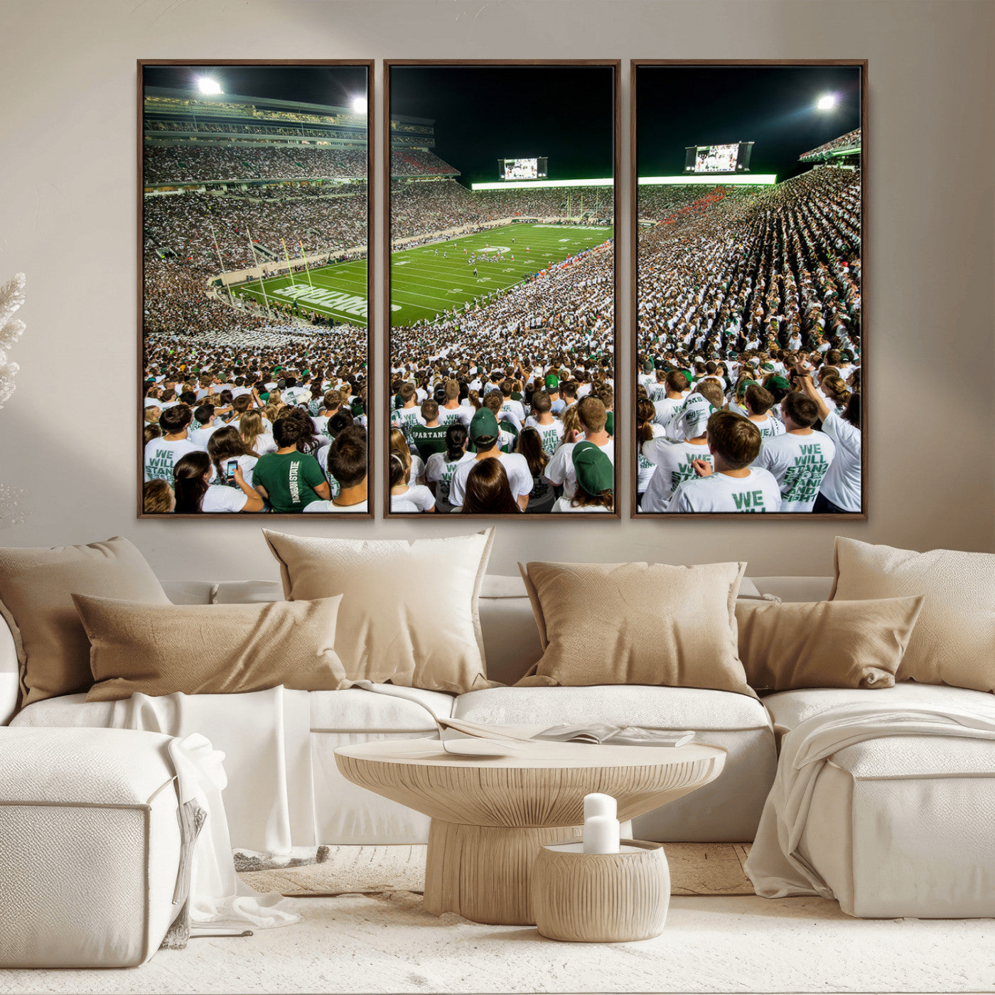 MGV-FC-48X32-3P - Michigan State Spartans Football Canvas Print - East Lansing Spartan Stadium Wall Art Canvas Print