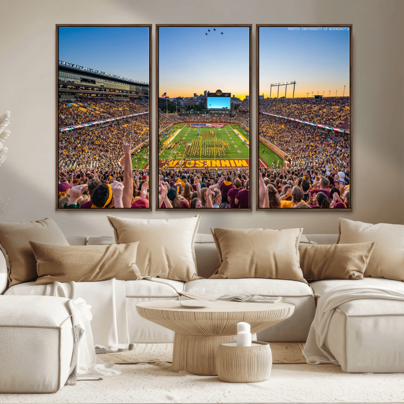 MGV-FC-48X32-3P - University of Minnesota Golden Gophers Football Team Print - Minneapolis Huntington Bank Stadium