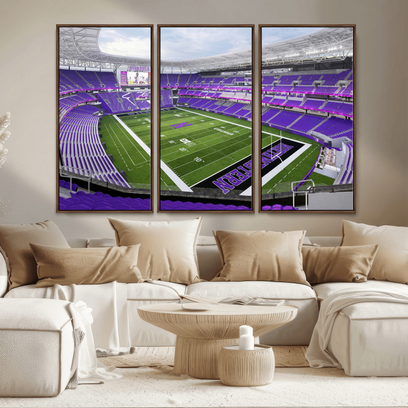 MGV-FC-48X32-3P - Northwestern University Wildcats Football Team Print - Evanston Ryan Field Wall Art Canvas Print