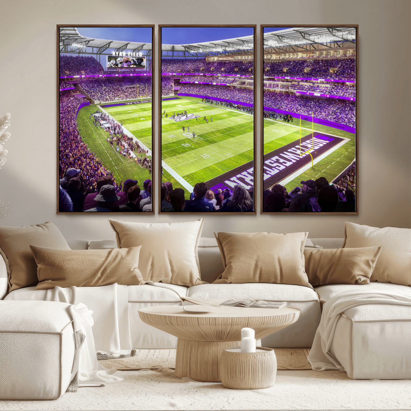 MGV-FC-48X32-3P - Northwestern University Wildcats Football Team Print - Evanston Ryan Field Wall Art Canvas Print