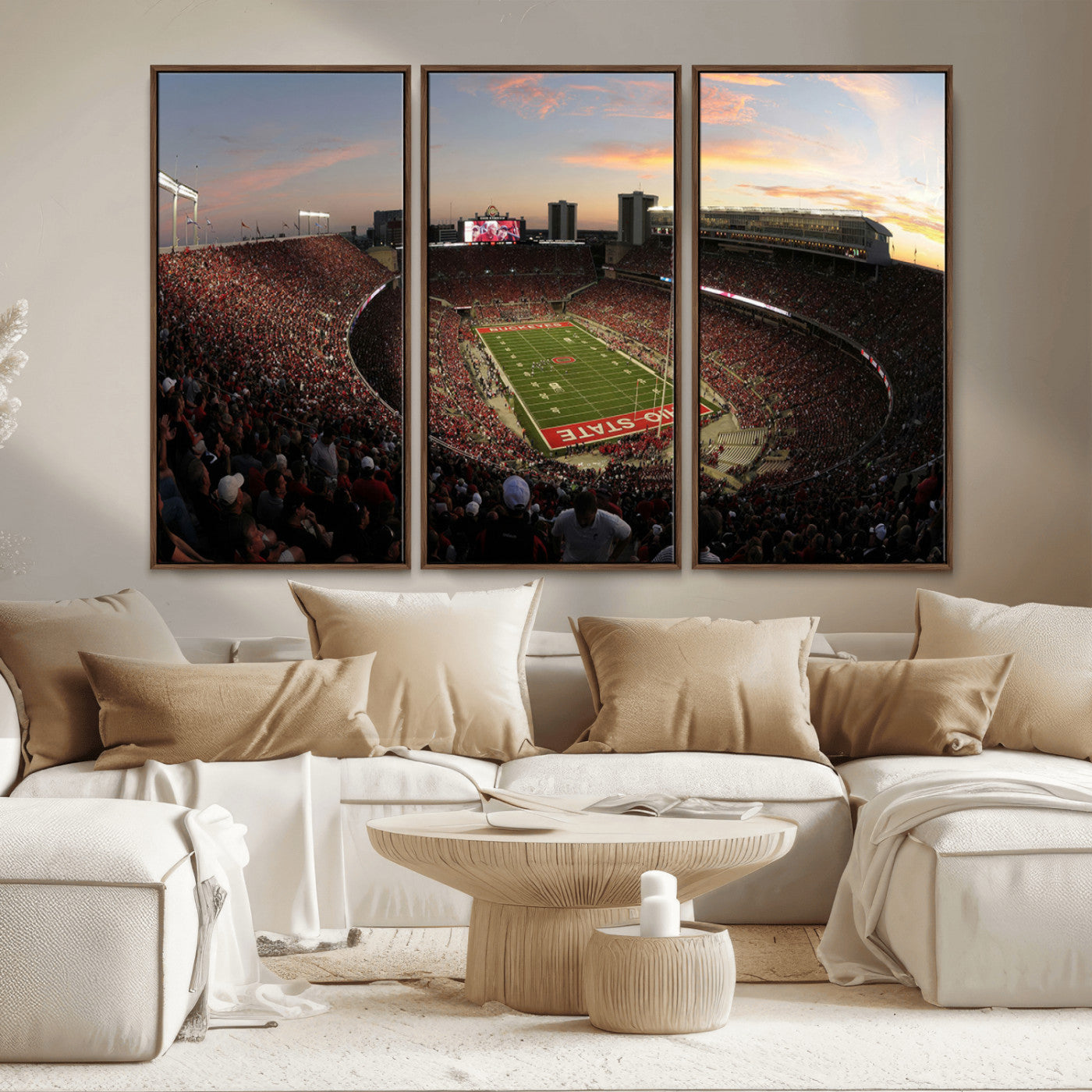 MGV-FC-48X32-3P - Ohio State University Buckeyes Football Team Print - Columbus Ohio Stadium Wall Art Canvas Print