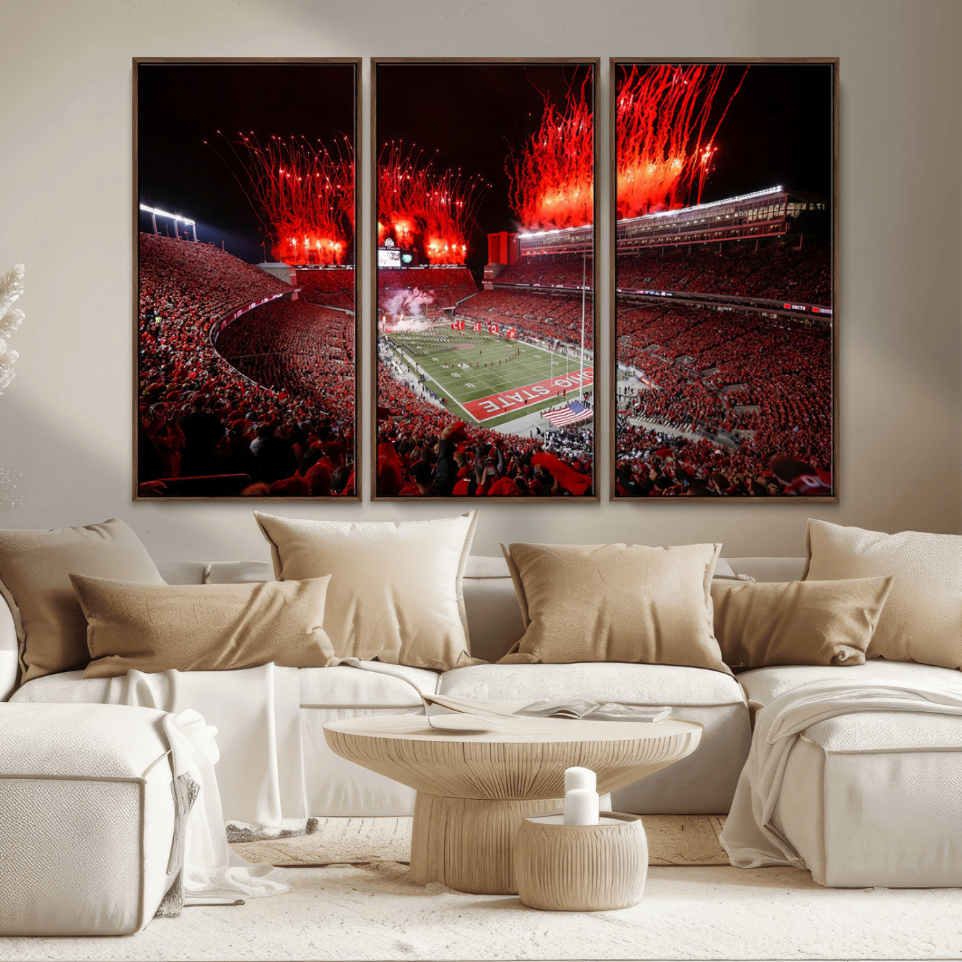 MGV-FC-48X32-3P - Ohio State University Buckeyes Football Team Print - Columbus Ohio Stadium Wall Art Canvas Print