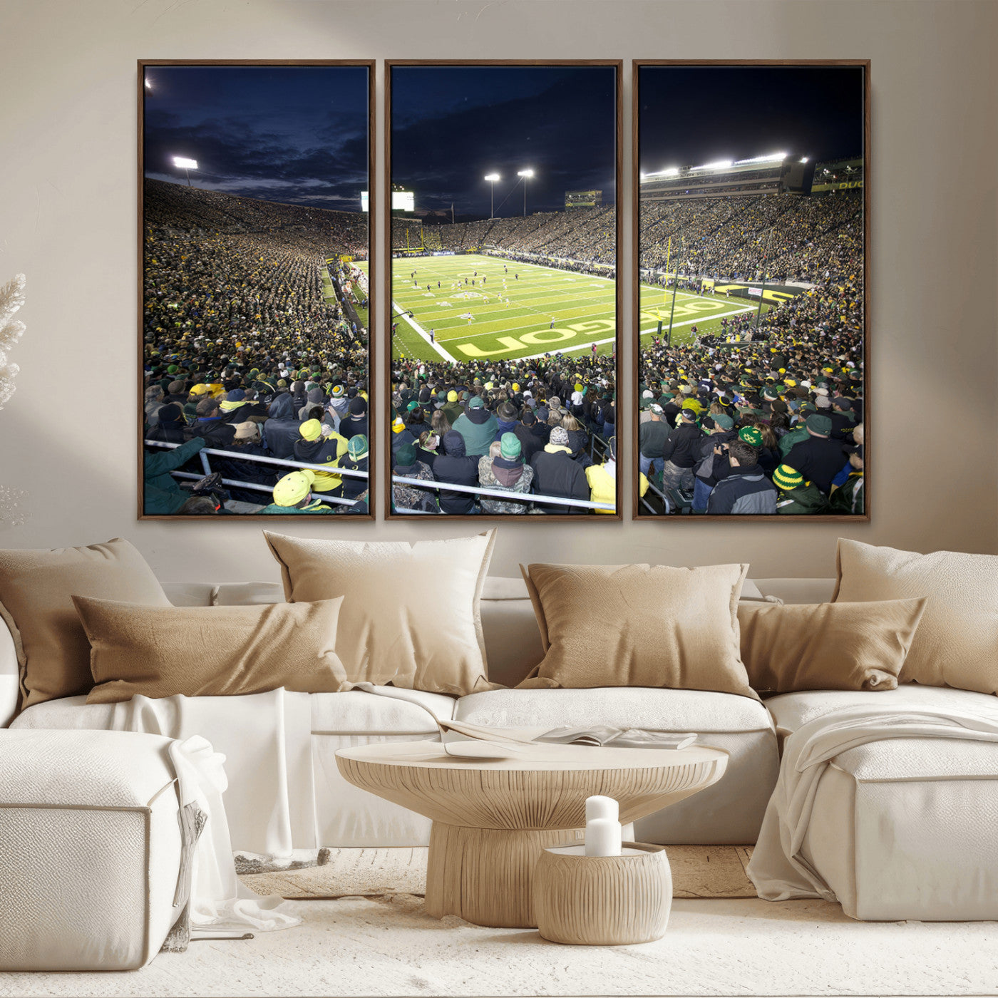 MGV-FC-48X32-3P - University of Oregon Ducks Football Team Print - Eugene Autzen Stadium Wall Art Canvas Print