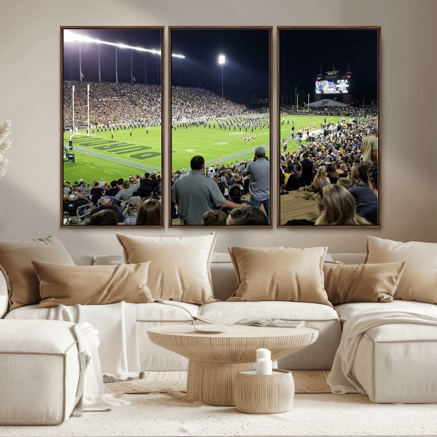 MGV-FC-48X32-3P - Purdue University Boilermakers Football Team Print - West Lafayette Ross-Ade Stadium Wall Art Canvas