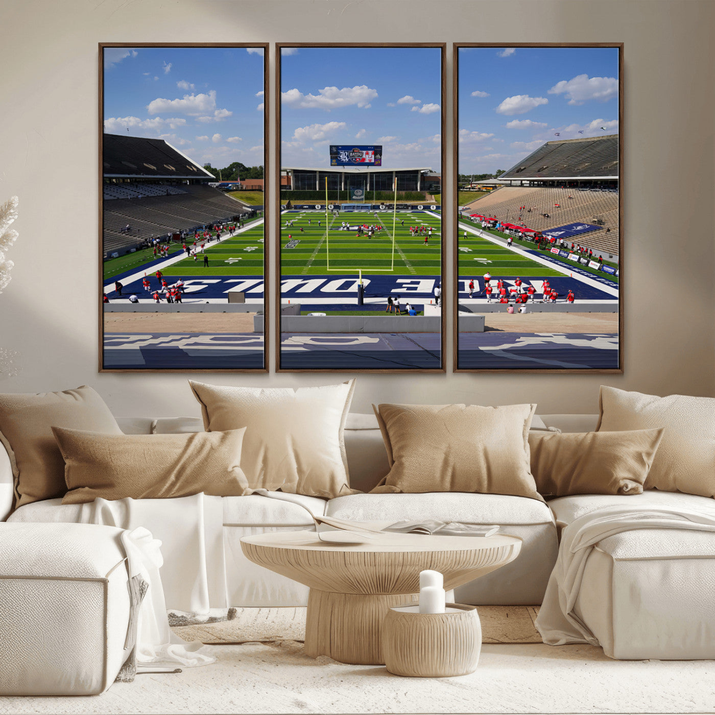 MGV-FC-48X32-3P - Rice University Owls Football Team Print - Houston Rice Stadium Wall Art Canvas Print