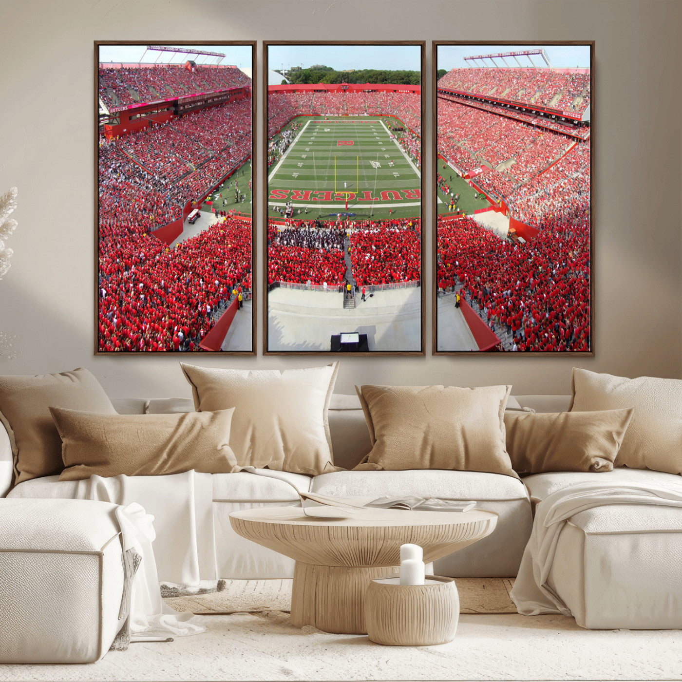 MGV-FC-48X32-3P - Rutgers Scarlet Knights Football Team Print - Piscataway SHI Stadium Wall Art Canvas Print