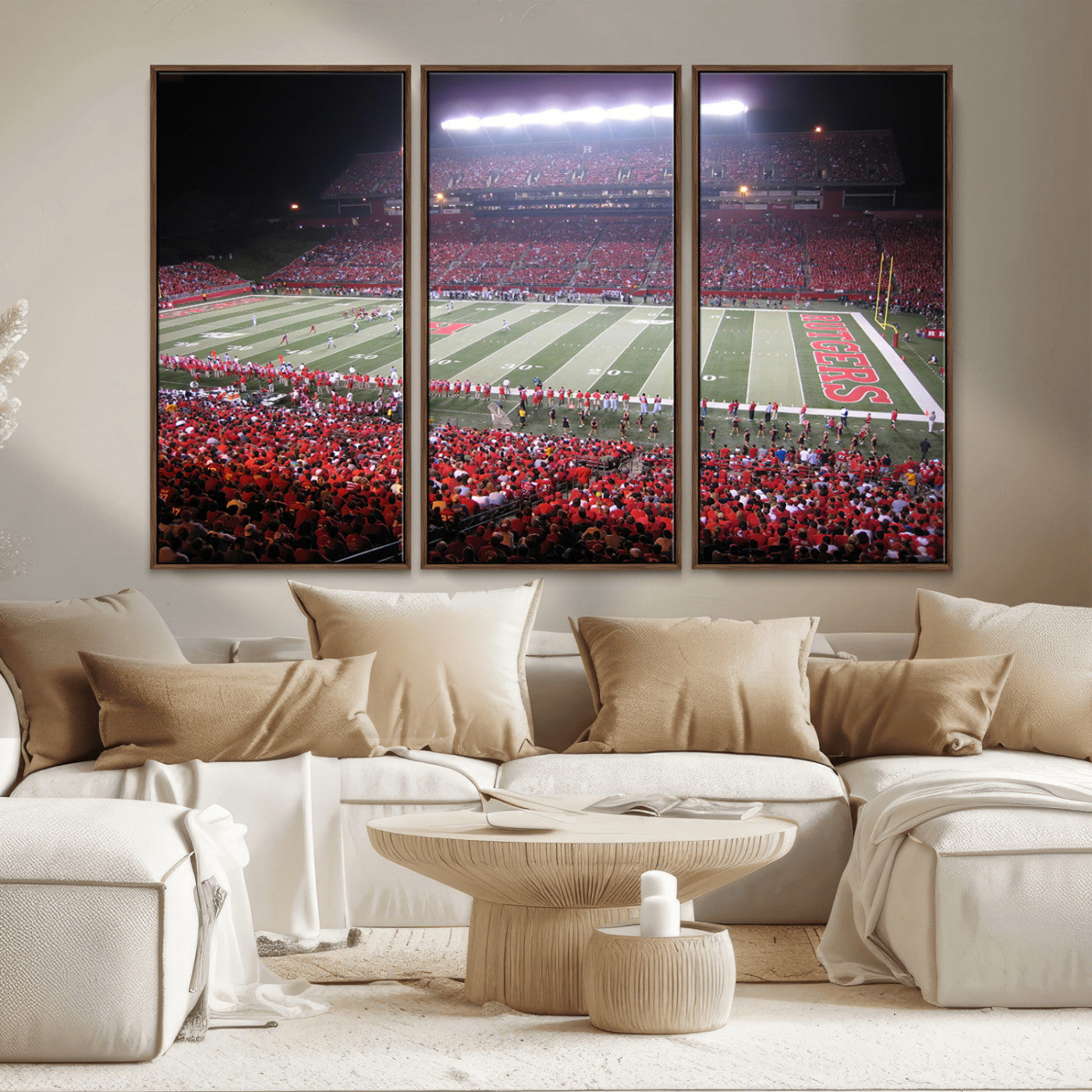 MGV-FC-48X32-3P - Rutgers University Scarlet Knights Football Team Print - Piscataway SHI Stadium Wall Art Canvas