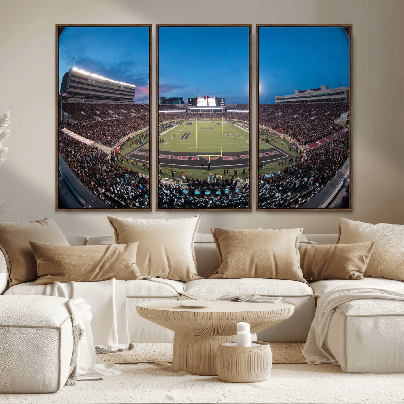 MGV-FC-48X32-3P - Texas Tech Red Raiders Canvas, Framed Football Team Print - Lubbock Jones AT&T Stadium Wall Art