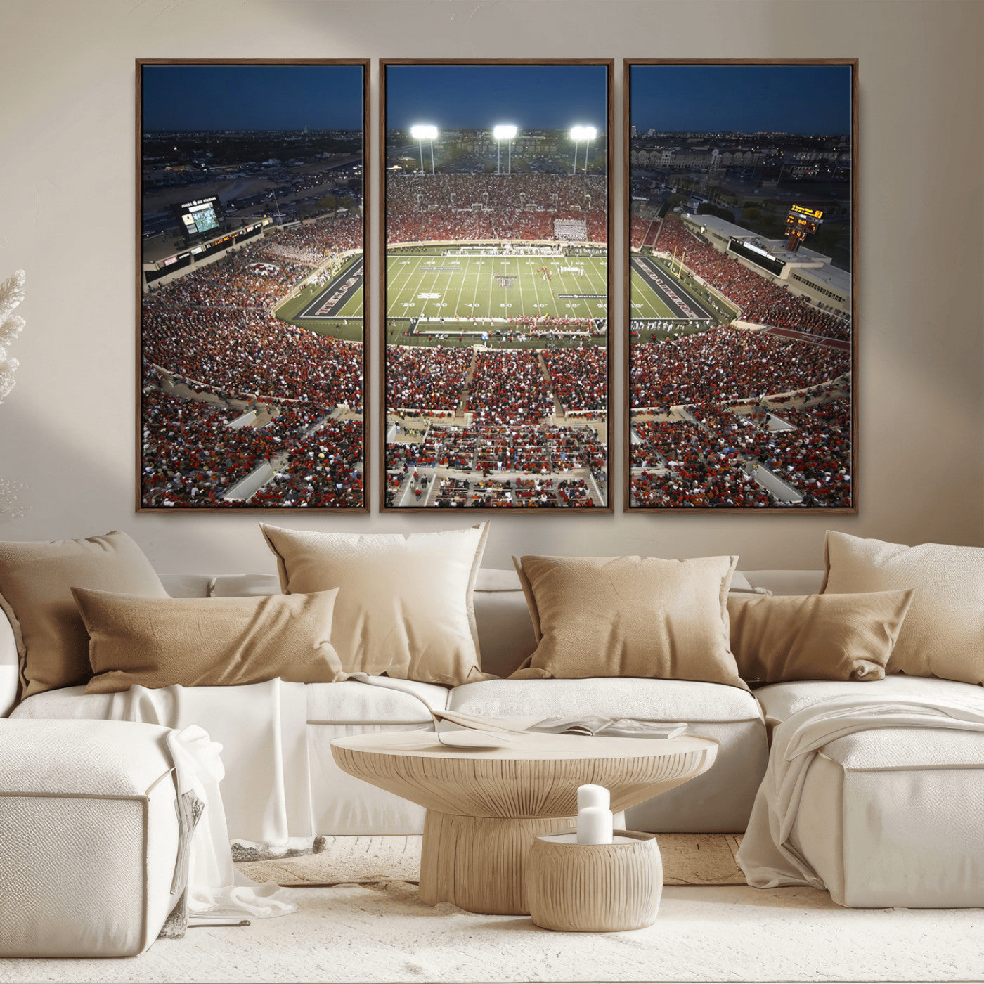 MGV-FC-48X32-3P - Texas Tech Red Raiders Football Team Print - Lubbock Jones AT&T Stadium Wall Art Canvas Print