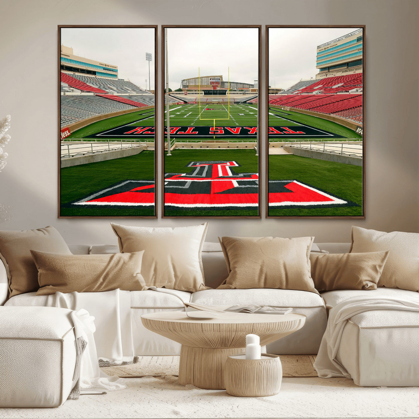 MGV-FC-48X32-3P - Texas Tech Red Raiders Football Team Print - Lubbock Jones AT&T Stadium Wall Art Canvas Print