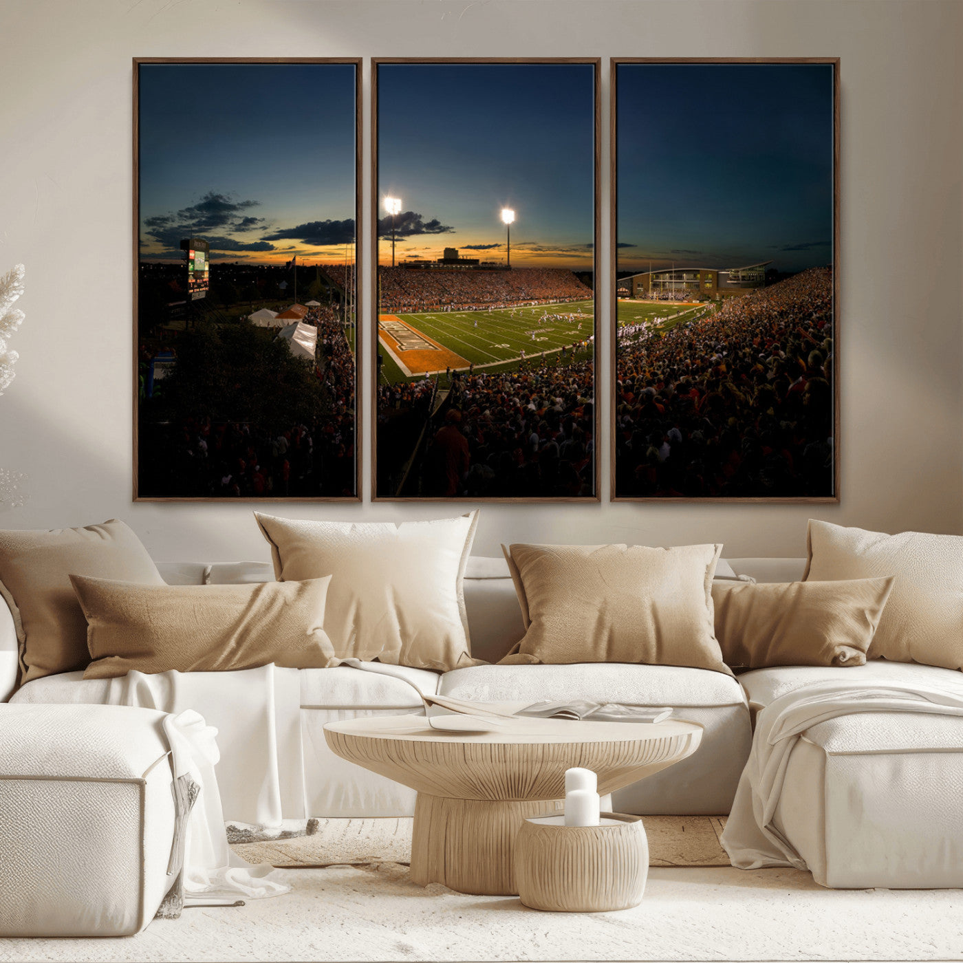 MGV-FC-48X32-3P - Ball State Cardinals Football Team Print - Muncie Scheumann Stadium Wall Art Canvas Print