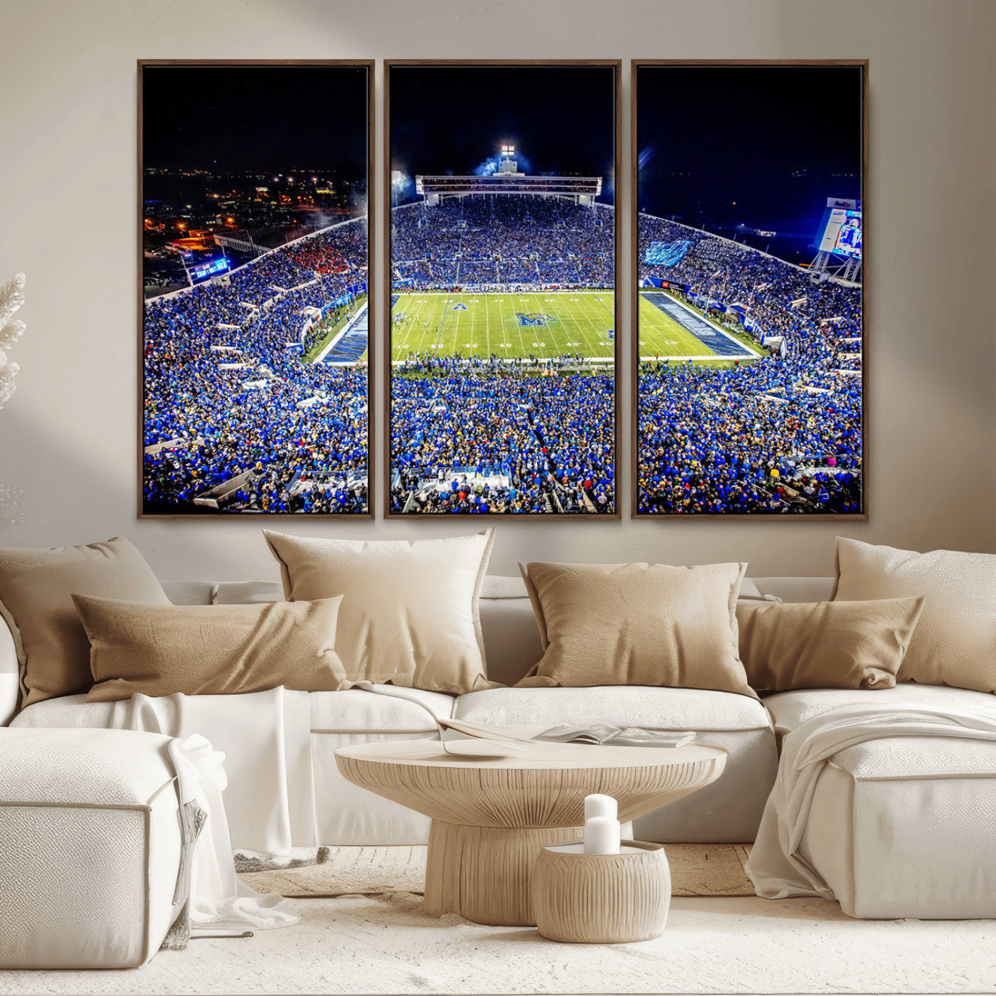 MGV-FC-48X32-3P - University of Memphis Tigers Football Team Print - Memphis Simmons Bank Liberty Stadium Wall Art