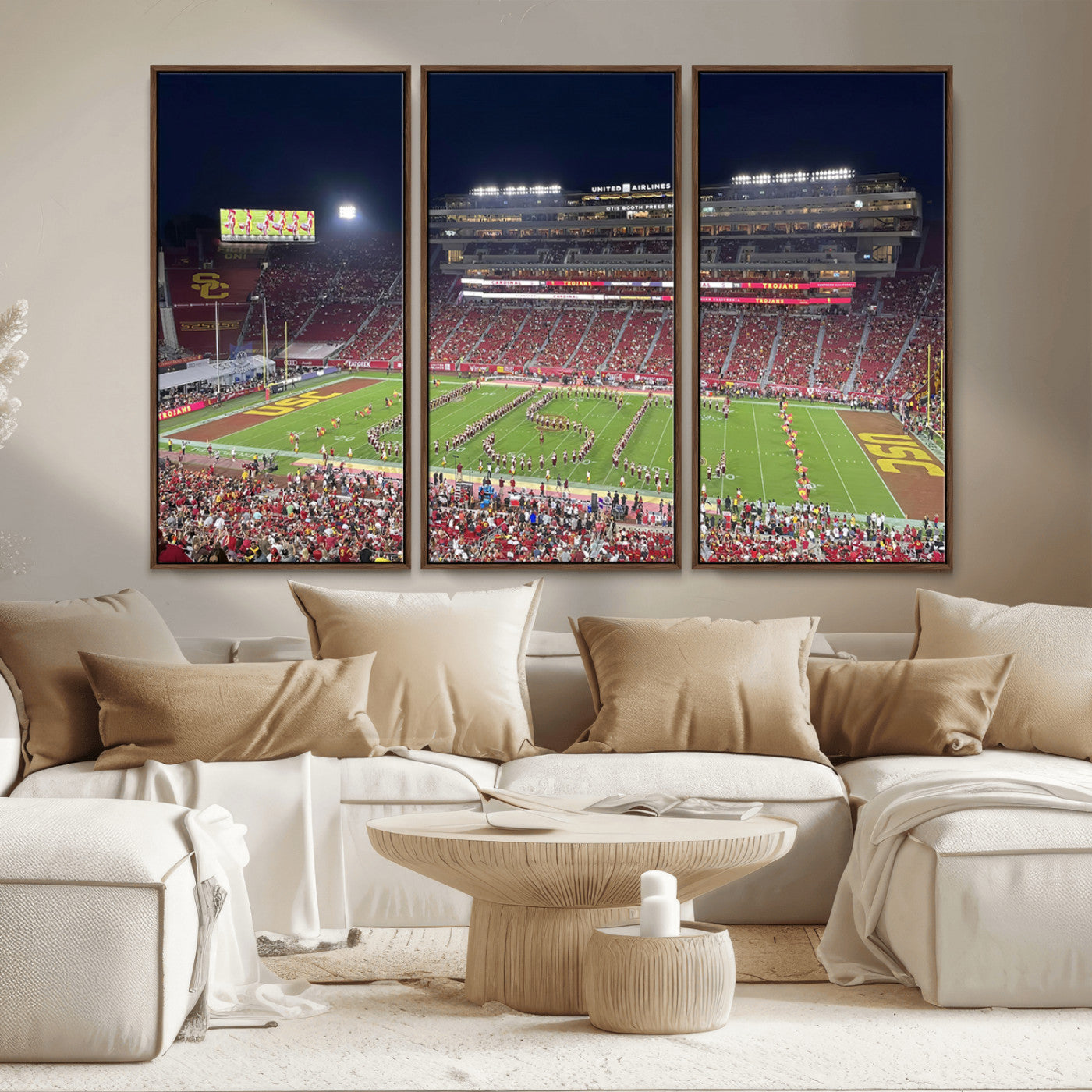 MGV-FC-48X32-3P - The University of Southern California USC Trojans Football Team Print - Los Angeles Memorial