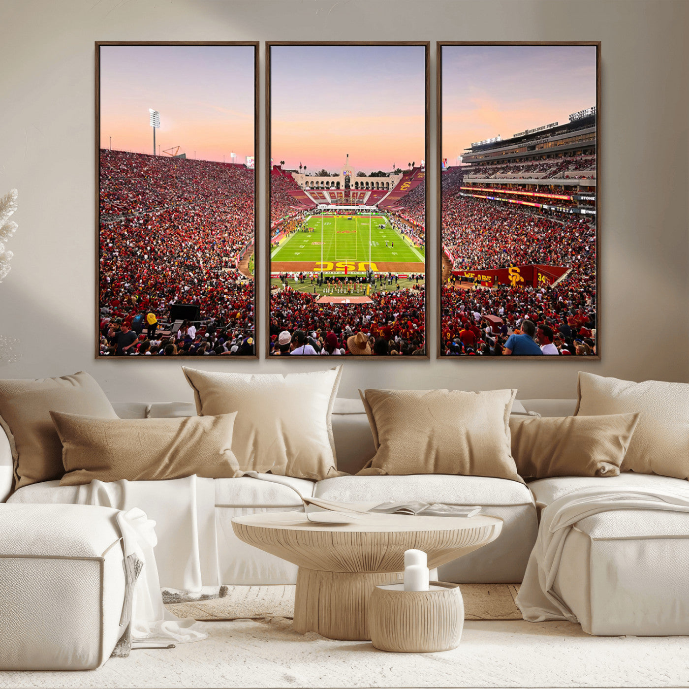 MGV-FC-48X32-3P - The University of Southern California USC Trojans Football Team Print - Los Angeles Memorial