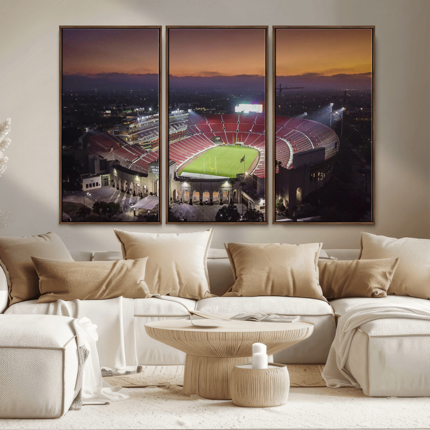MGV-FC-48X32-3P - The University of Southern California USC Trojans Football Team Print - Los Angeles Memorial
