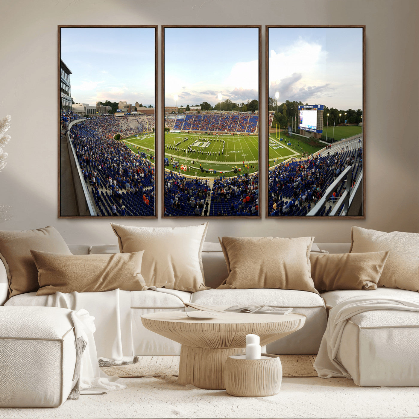 MGV-FC-48X32-3P - The Duke University Blue Devils Football Team Print - Durham Wallace Wade Stadium Wall Art Canvas