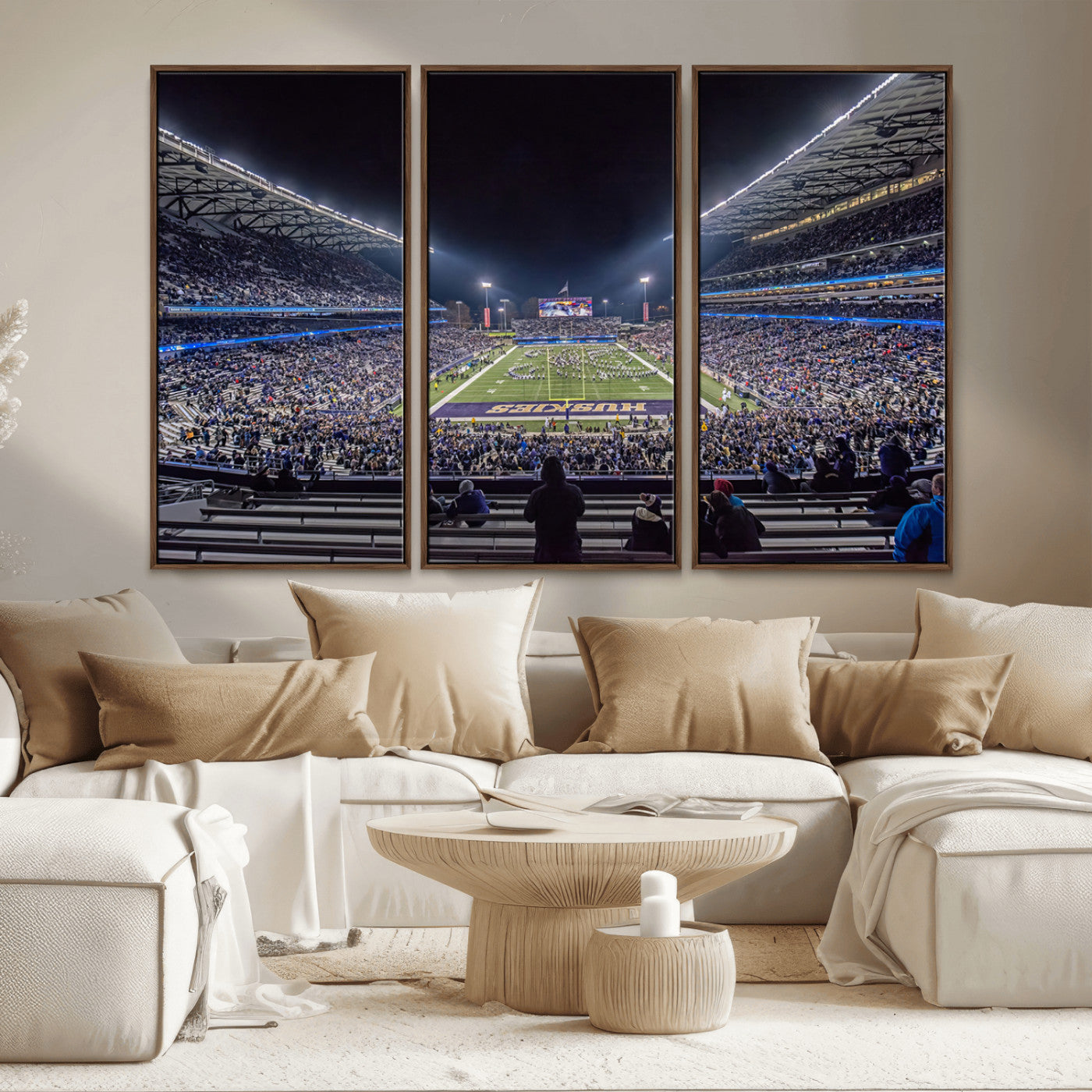 MGV-FC-48X32-3P - The University of Washington Huskies Football Team Print - Seattle Husky Stadium Wall Art Canvas