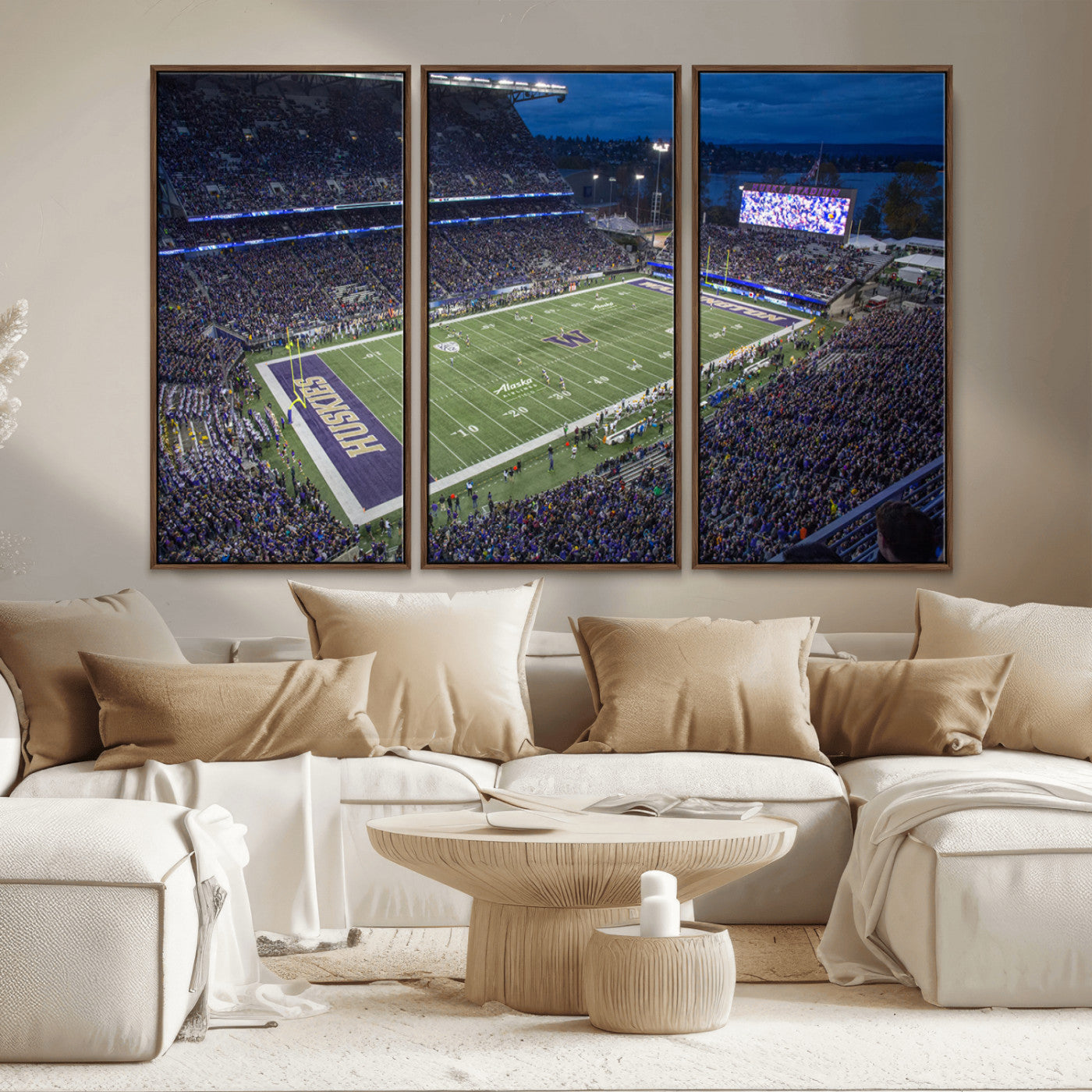 MGV-FC-48X32-3P - The University of Washington Huskies Football Team Print - Seattle Husky Stadium Wall Art Canvas