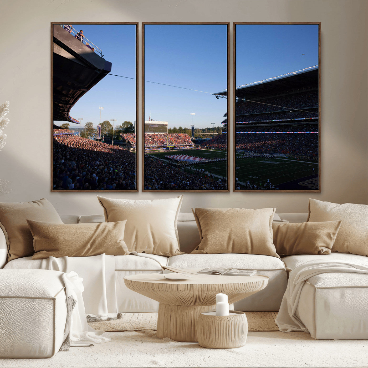 MGV-FC-48X32-3P - The University of Washington Huskies Football Team Print - Seattle Husky Stadium Wall Art Canvas