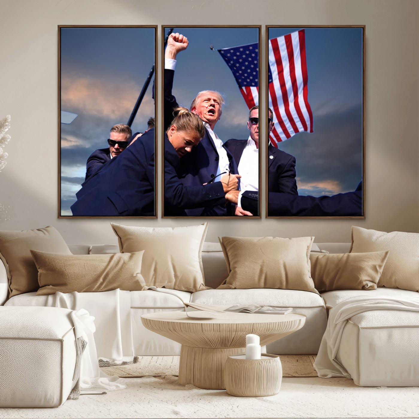 MGV-FC-48X32-3P - Donald Trump Assassination Attempt Wall Art Print, Trump Historic Footage - Iconic Reaction by Trump