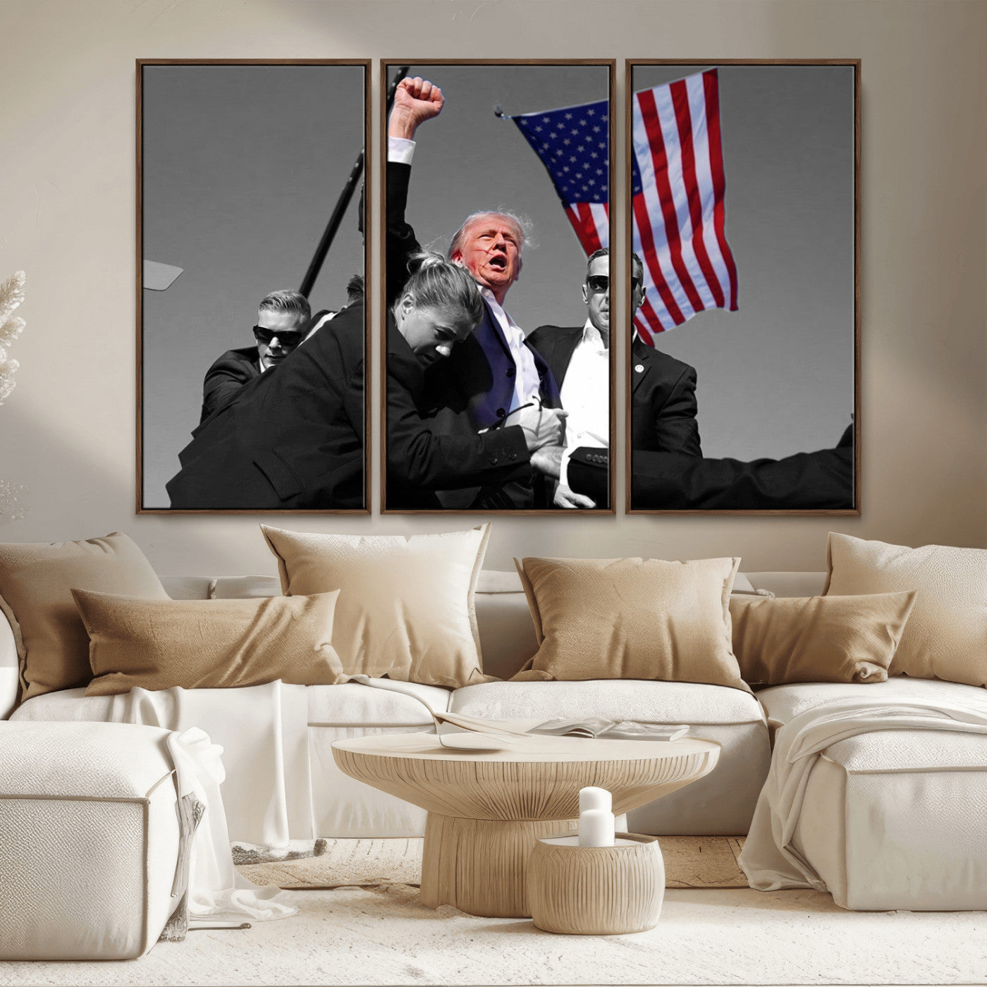 MGV-FC-48X32-3P - Donald Trump Assassination Attempt Wall Art Print, Trump Historic Footage - Iconic Reaction by Trump