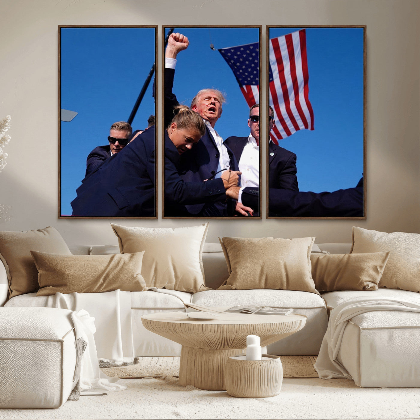 MGV-FC-48X32-3P - Donald Trump Assassination Attempt Wall Art Print, Trump Historic Footage - Iconic Reaction by Trump