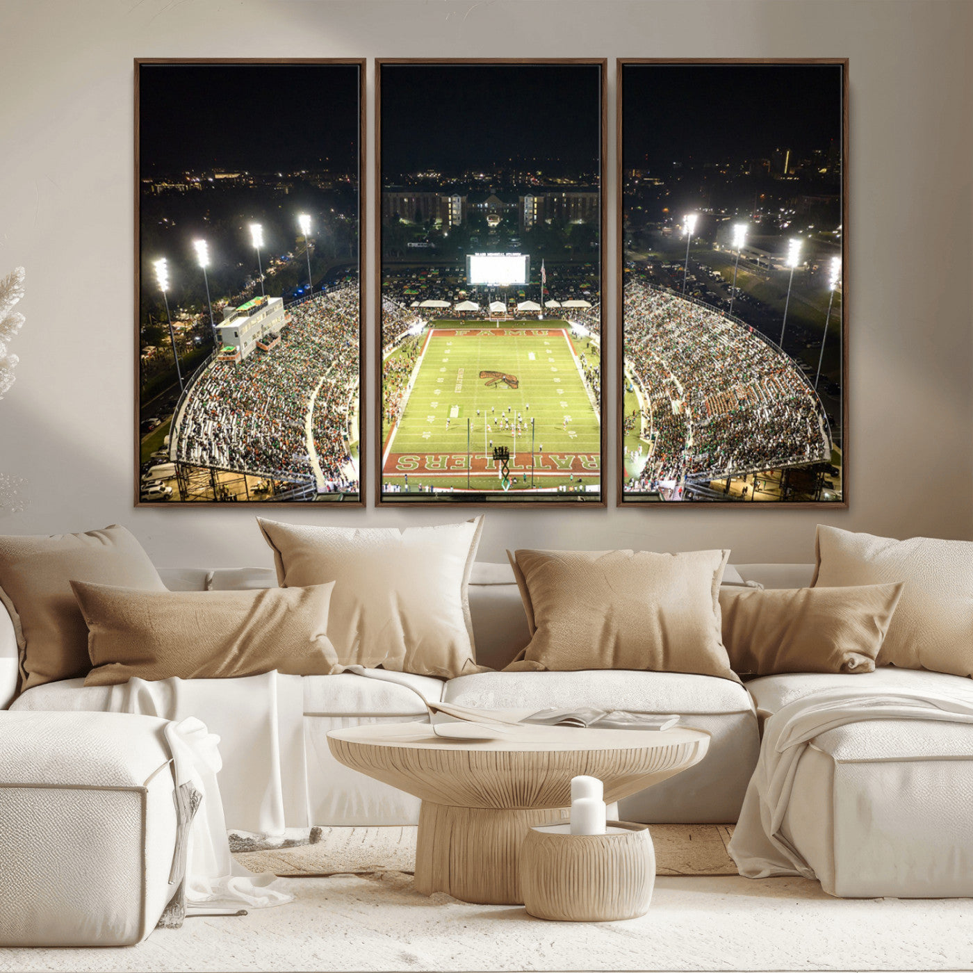 MGV-FC-48X32-3P - Florida A&M Rattlers Football Team Print - Tallahassee Bragg Memorial Stadium Wall Art Canvas Print