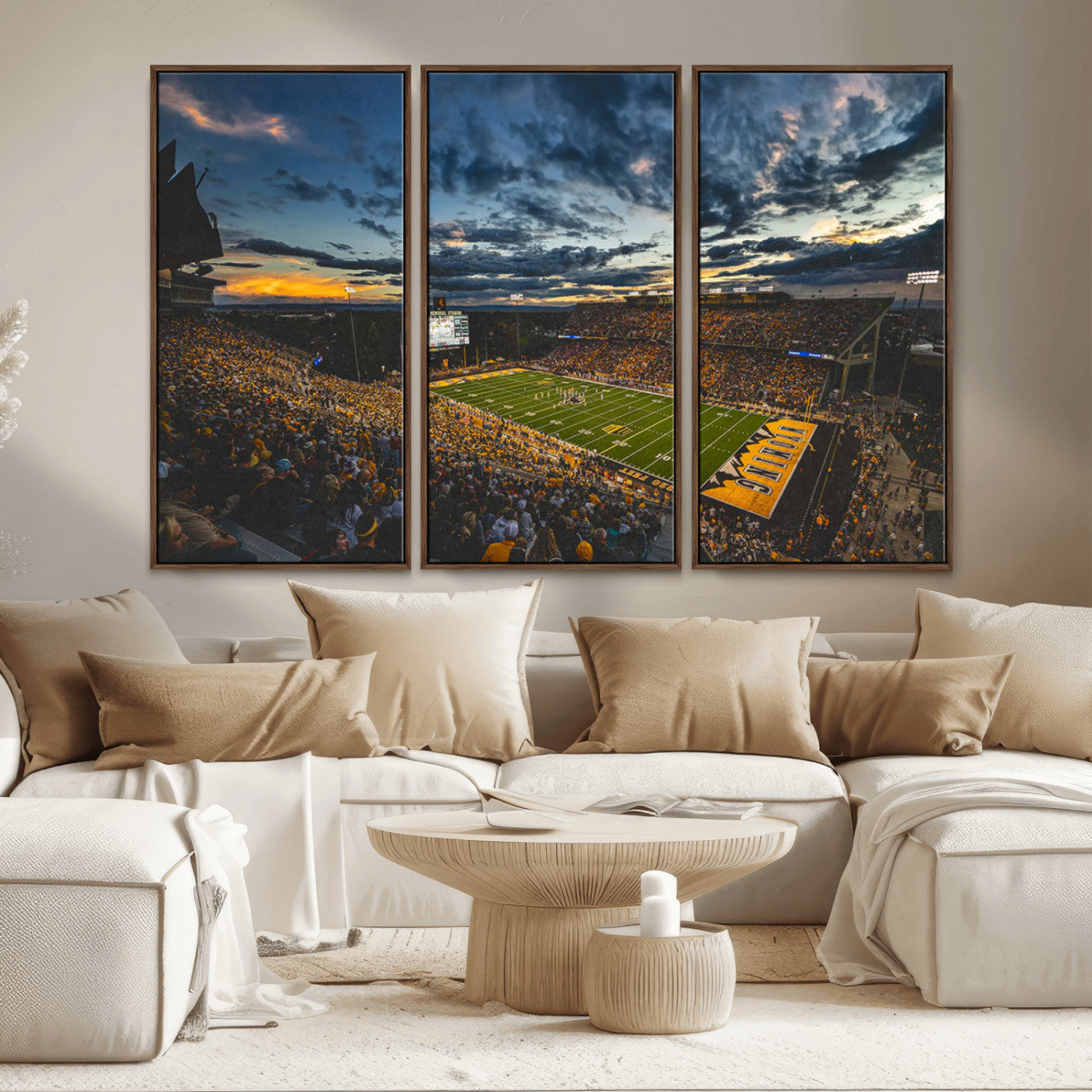 MGV-FC-48X32-3P - University of Wyoming Cowboys Football Team Print - Laramie War Memorial Stadium Wall Art Canvas