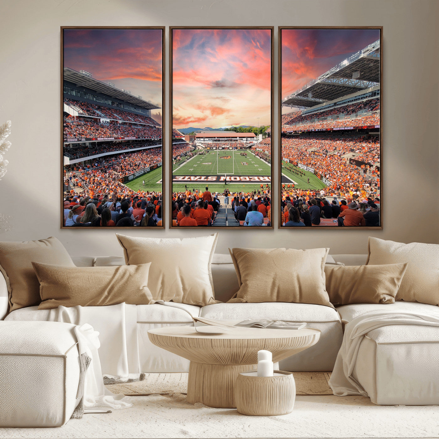 MGV-FC-48X32-3P - Oregon State Beavers Football Team Print - Corvallis Reser Stadium Wall Art Canvas Print