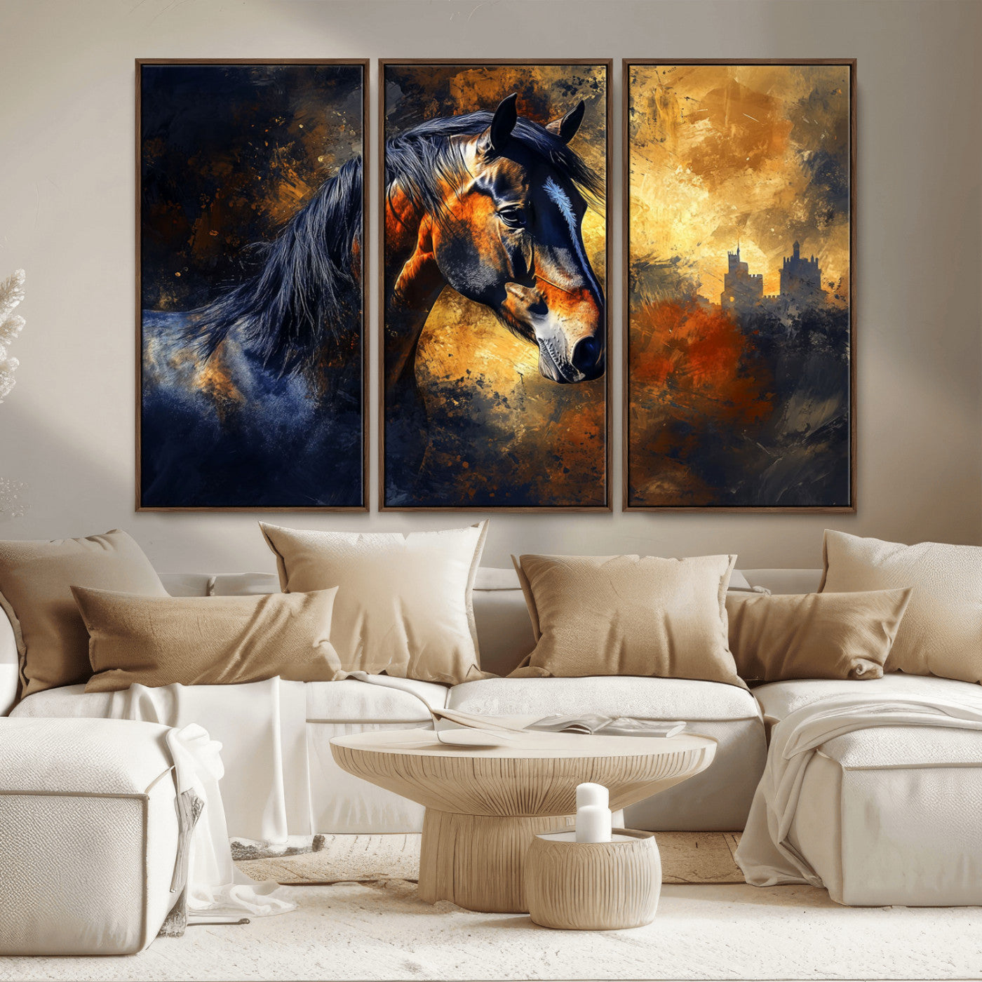 MGV-FC-48X32-3P - Abstract Horse Art Print - Abstract Canvas Wall Art | Perfect for Rustic Farmhouse, Modern, or