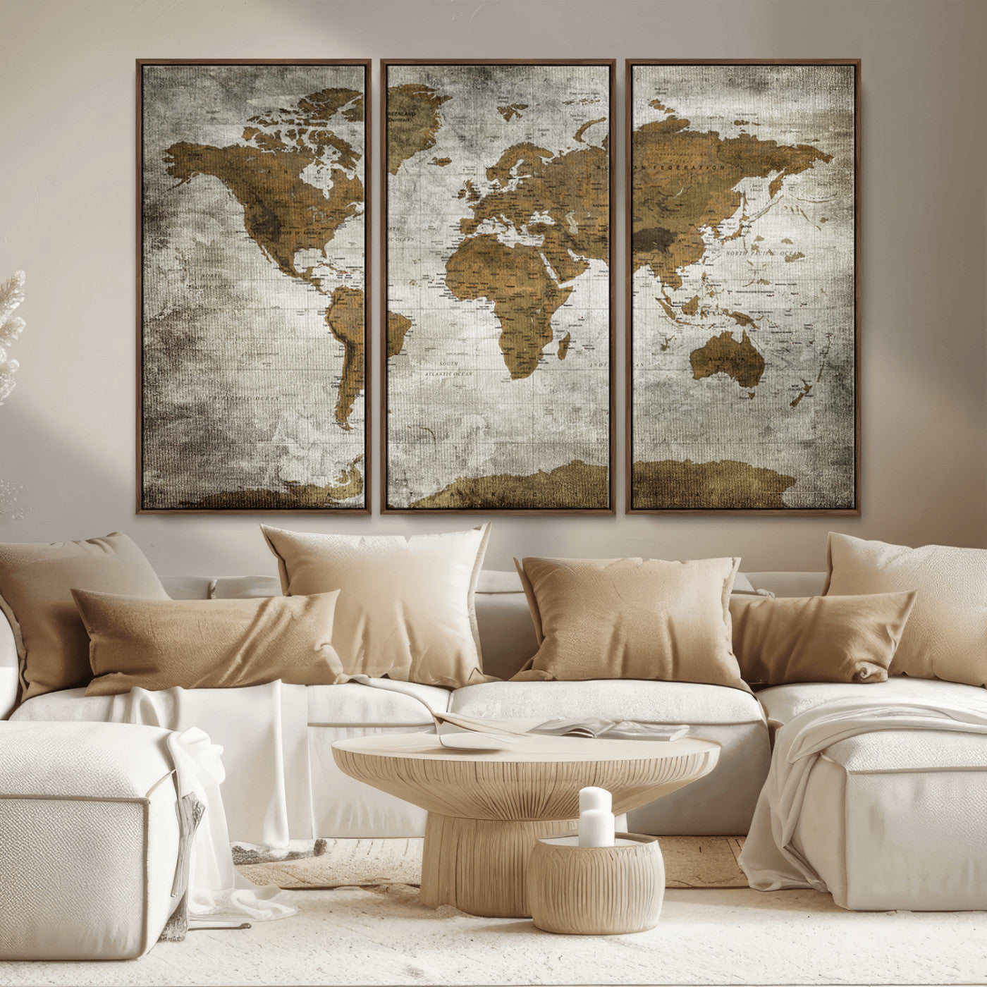 MGV-FC-48X32-3P - Push Pin World Map Canvas Print – Framed Wall Art for Couples to Track Their Travels – Anniversary