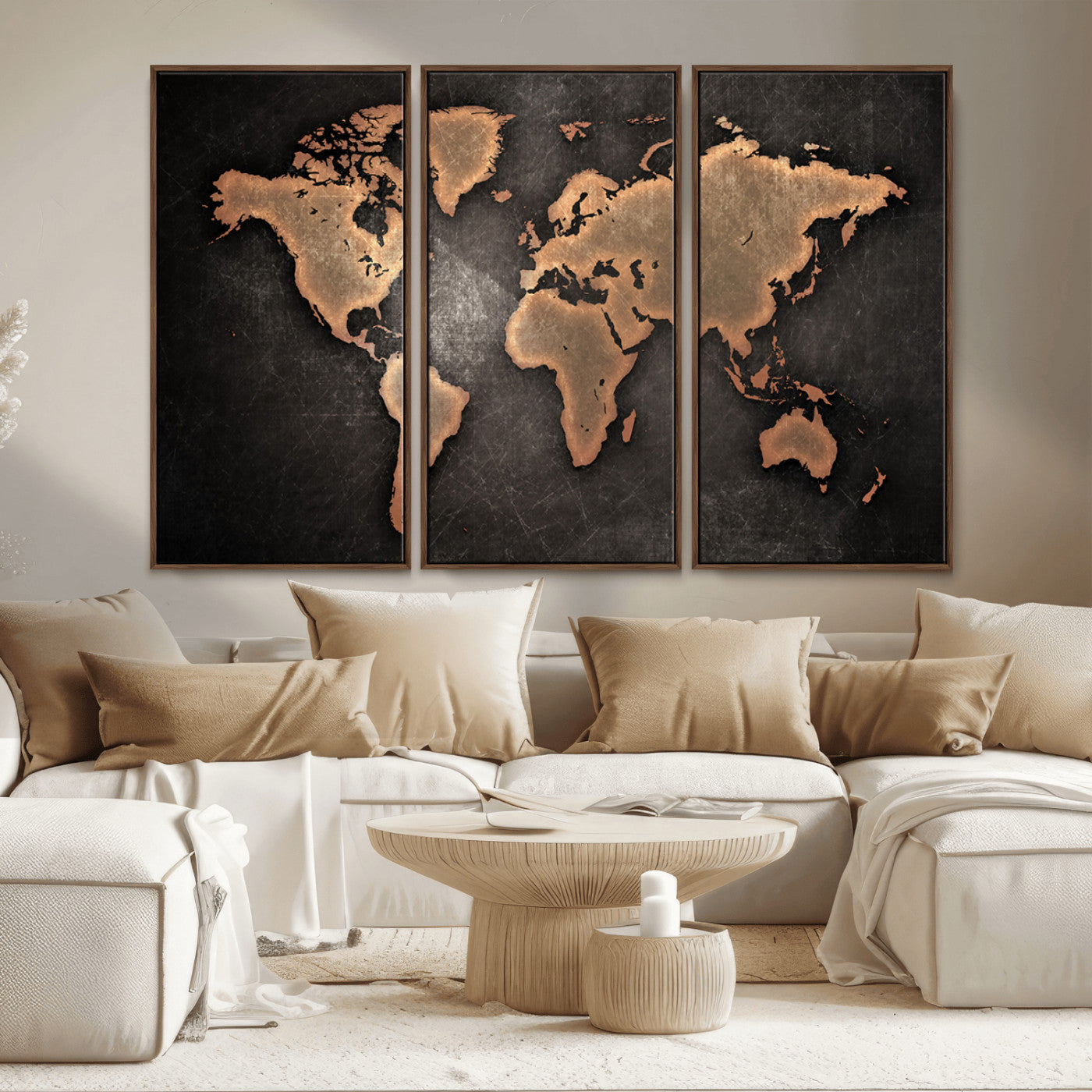 MGV-FC-48X32-3P - Push Pin World Map Canvas Print – Framed Wall Art for Couples to Track Their Travels – Anniversary