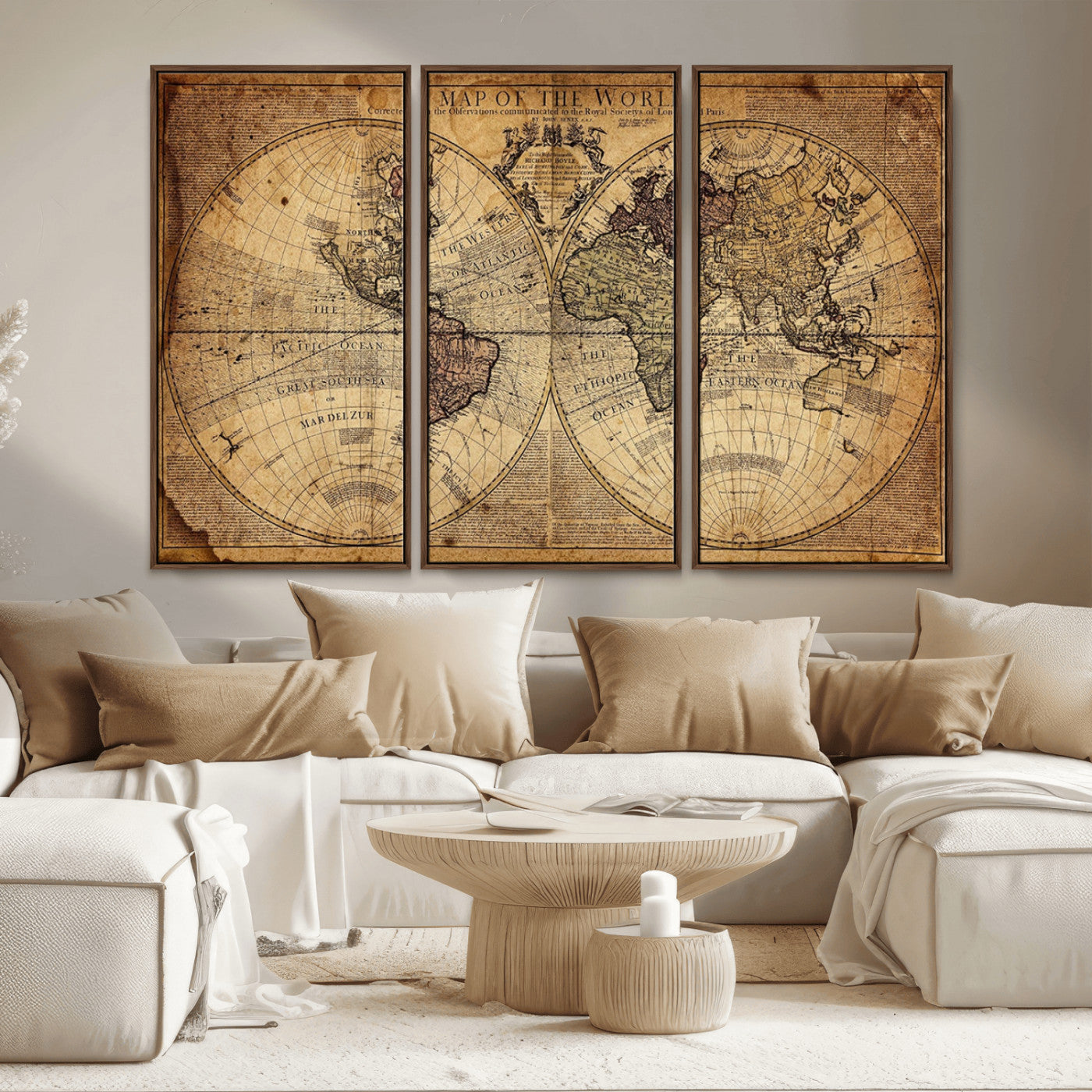 MGV-FC-48X32-3P - Push Pin World Map Canvas Print – Framed Wall Art for Couples to Track Their Travels – Anniversary